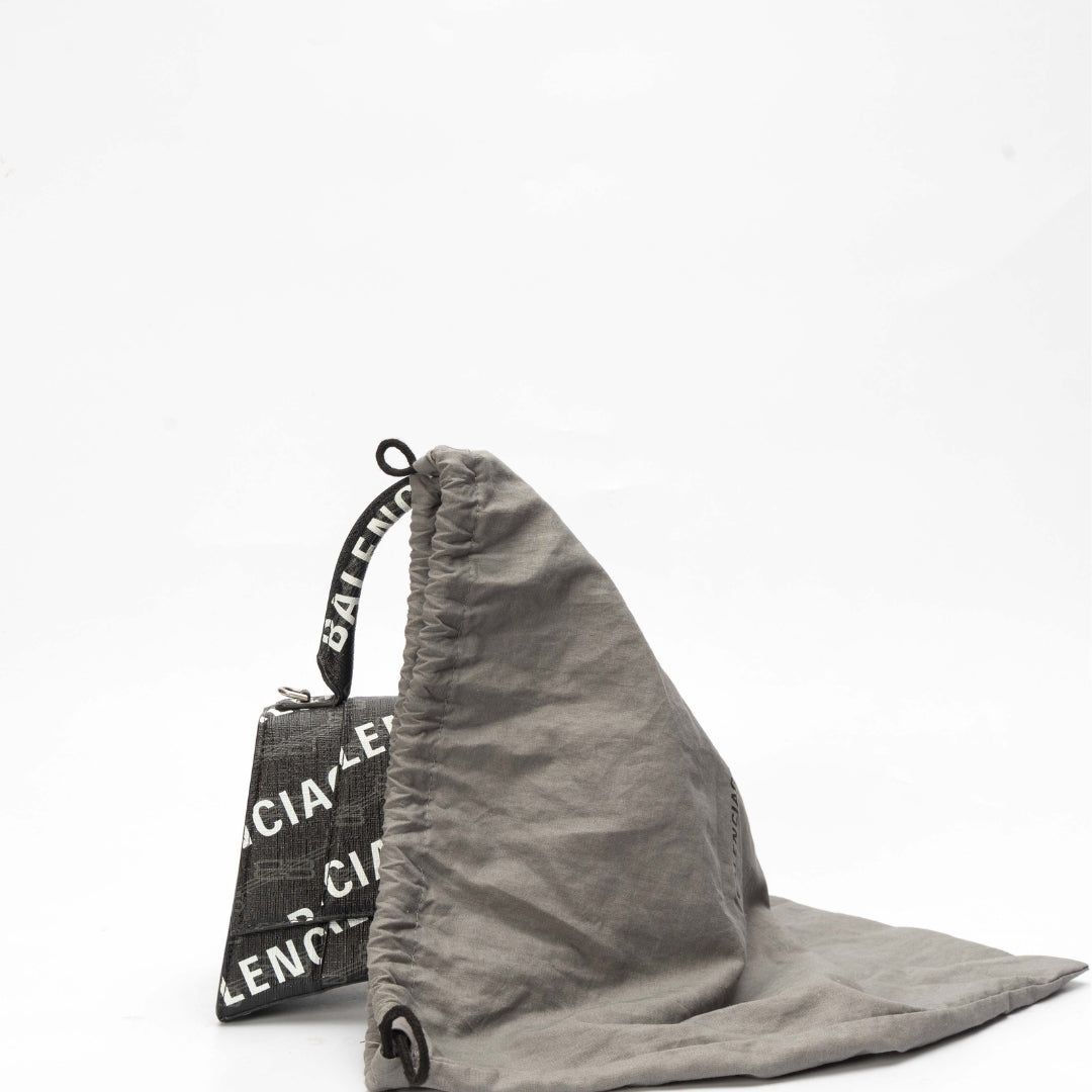 Balenciaga Black BB Monogram Hourglass Top Handle Bag