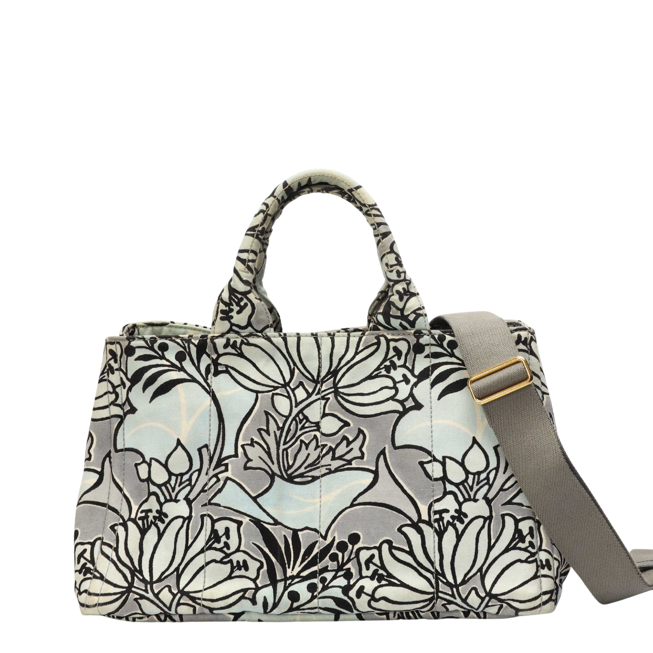 Prada Floral Printed Canvas Canapa Satchel