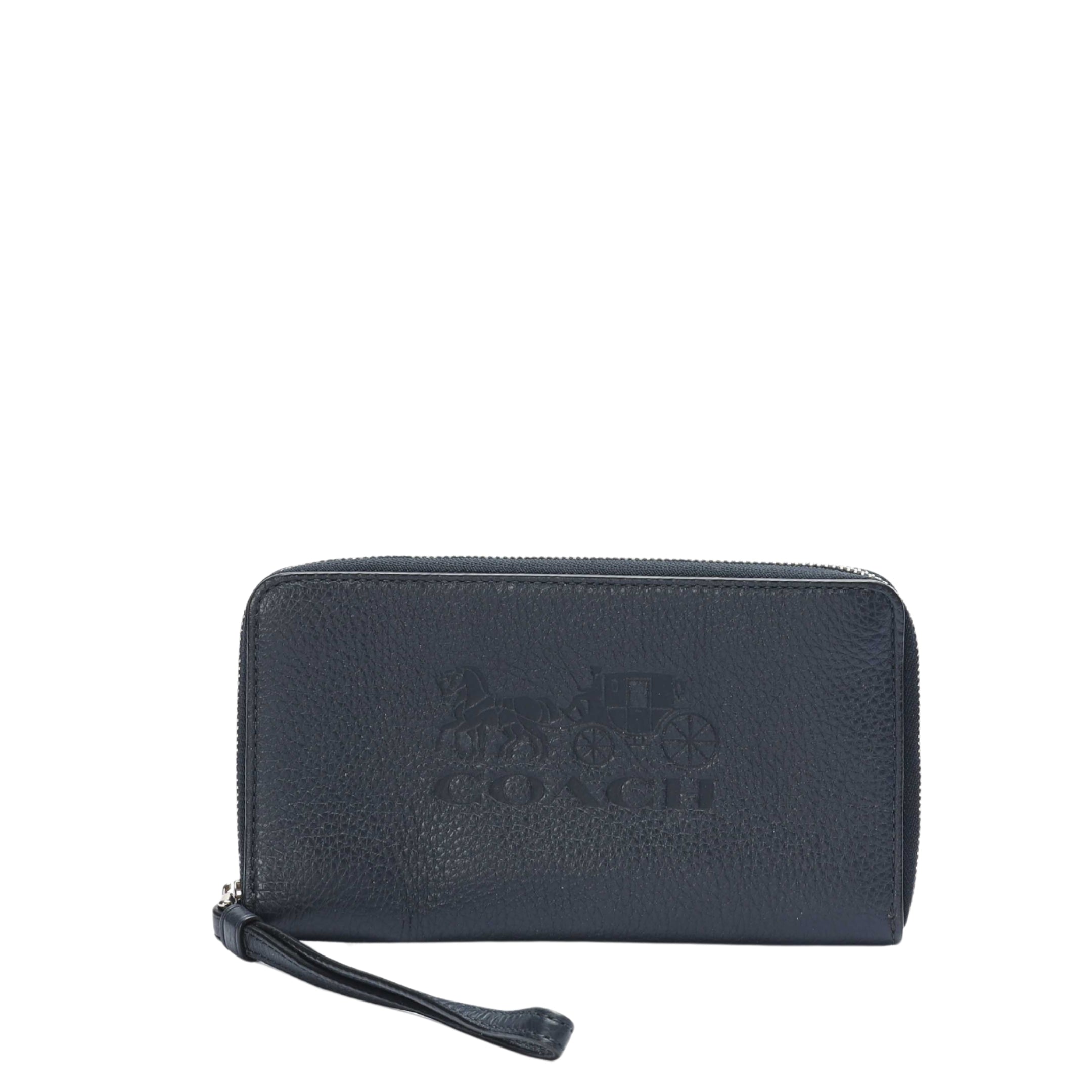 Coach Navy Horse and Carriage Zip Wallet