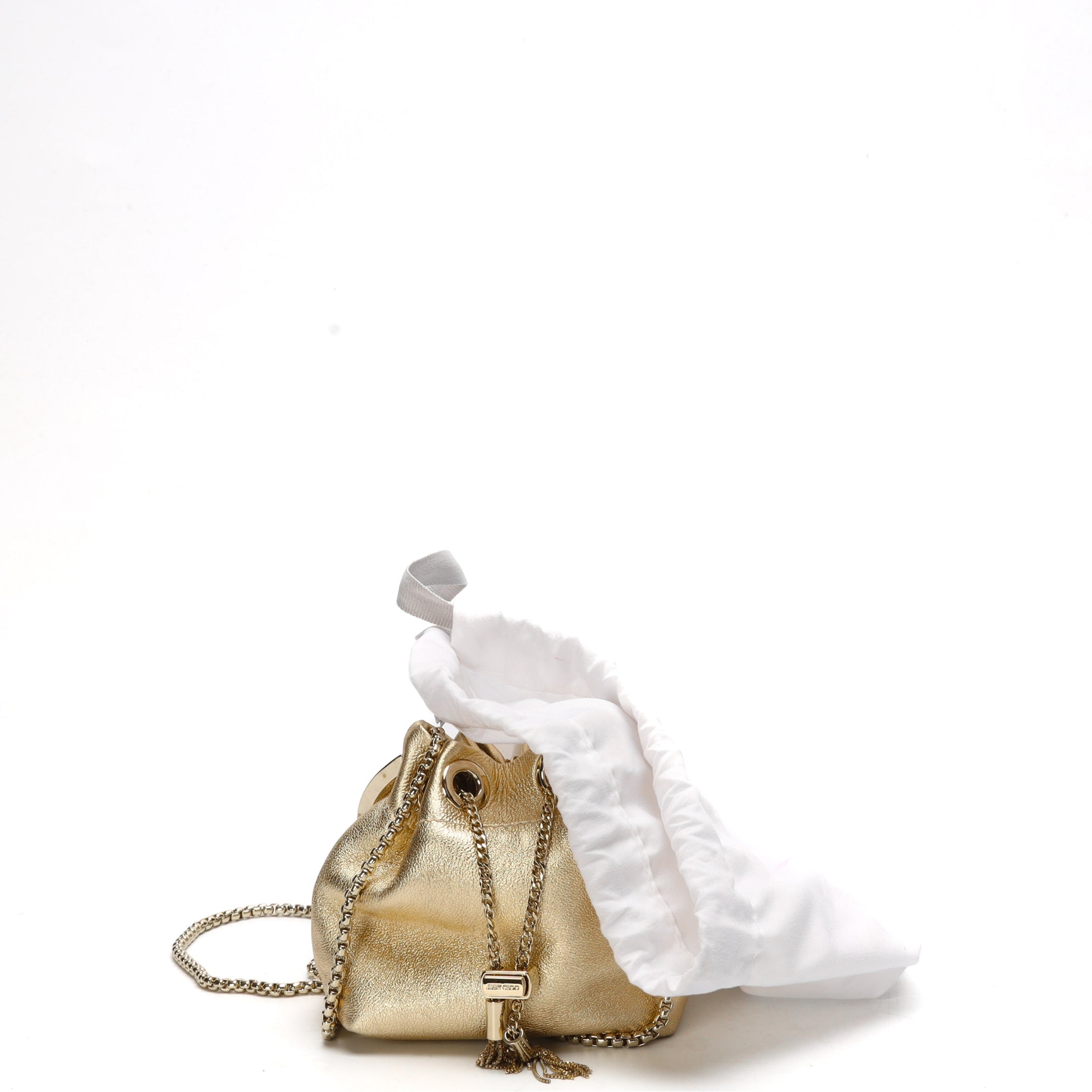 Jimmy Choo Bon Bon Gold Metallic Mini Bucket Bag
