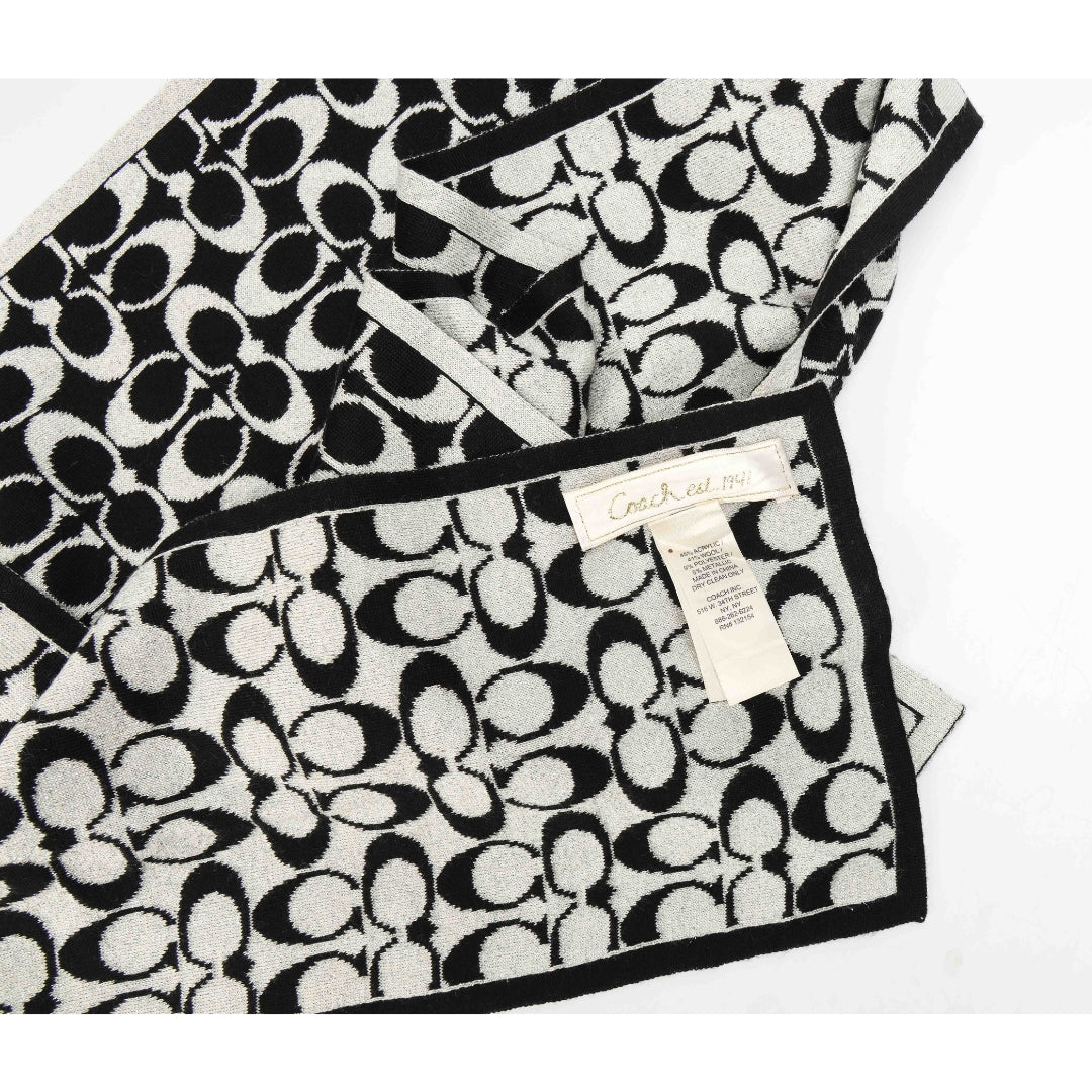 Coach  Black & White C Canvas Scarf