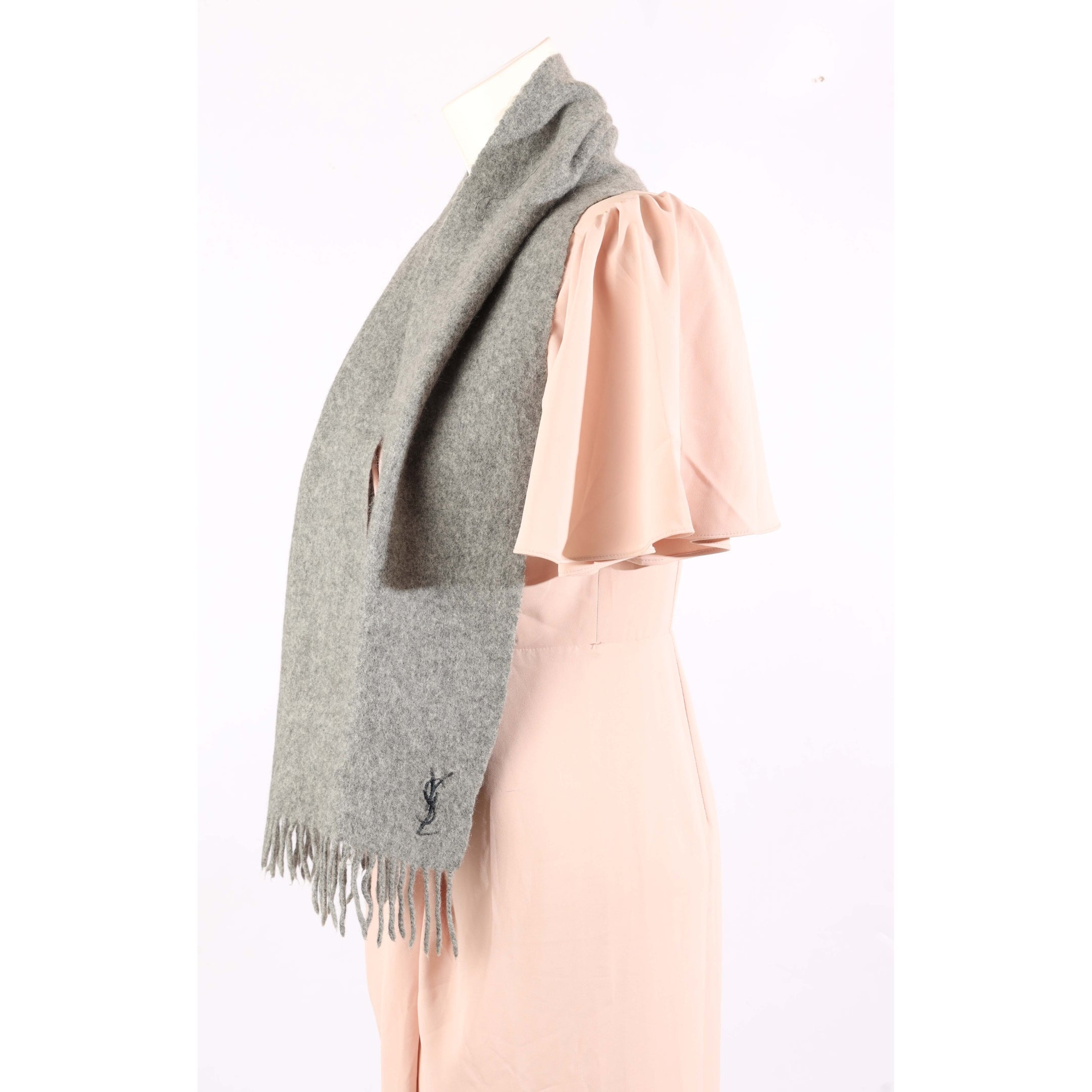 Yves Saint Laurent Gray Wool Scarf