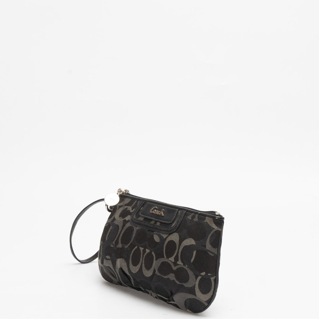 Coach Black Signature Canvas Wristlet