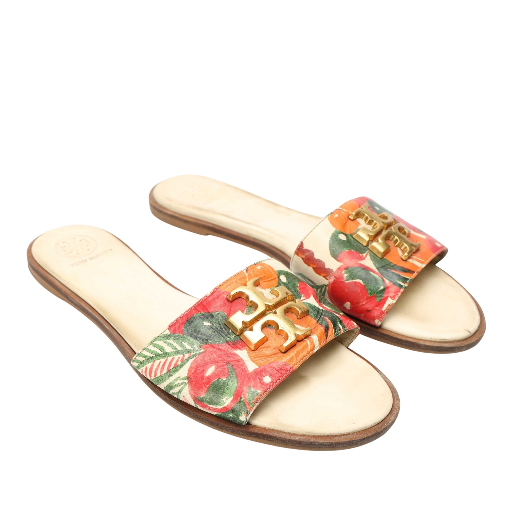 Tory Burch White Everly Slides