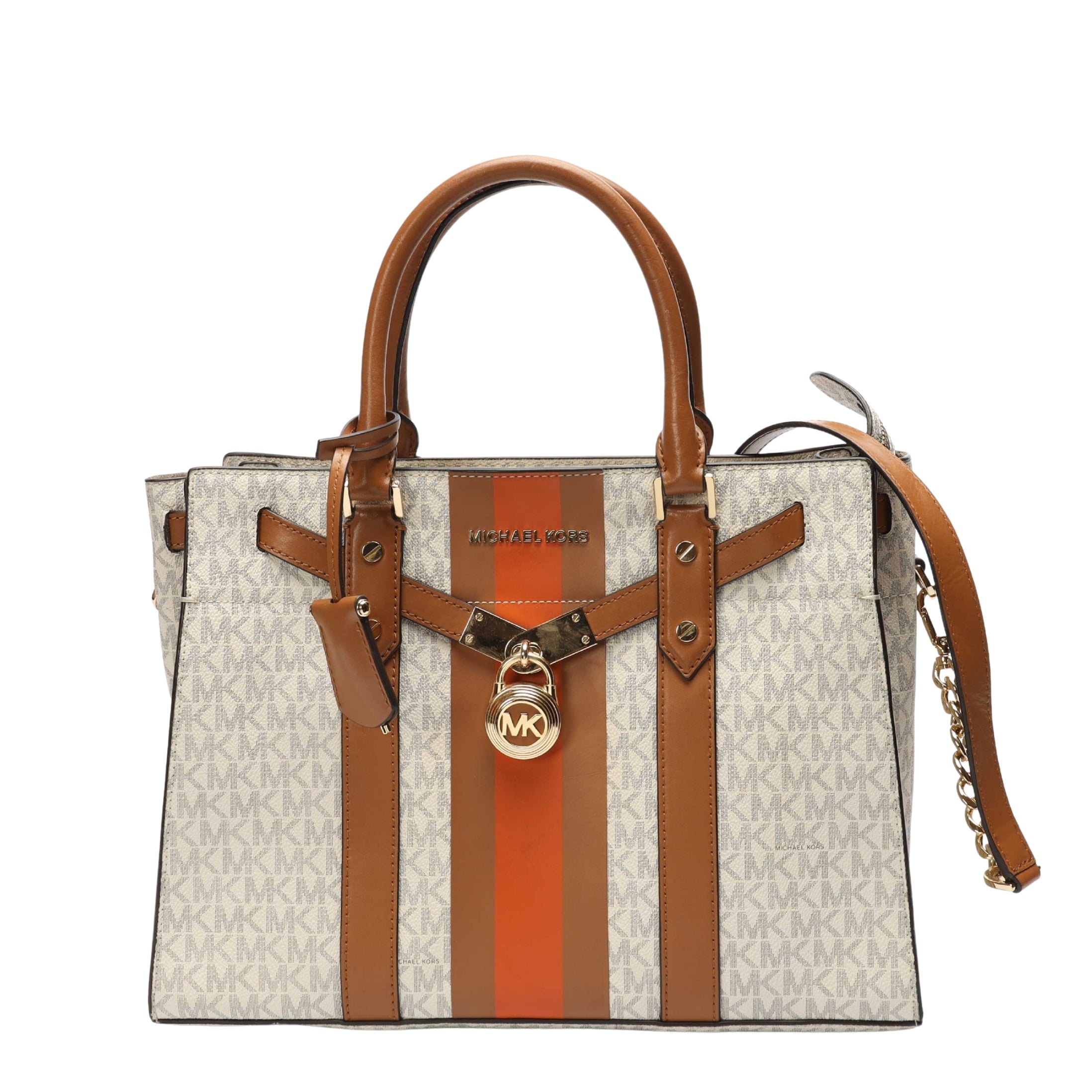 Michael Kors Vanilla Logo Hamilton Large Satchel