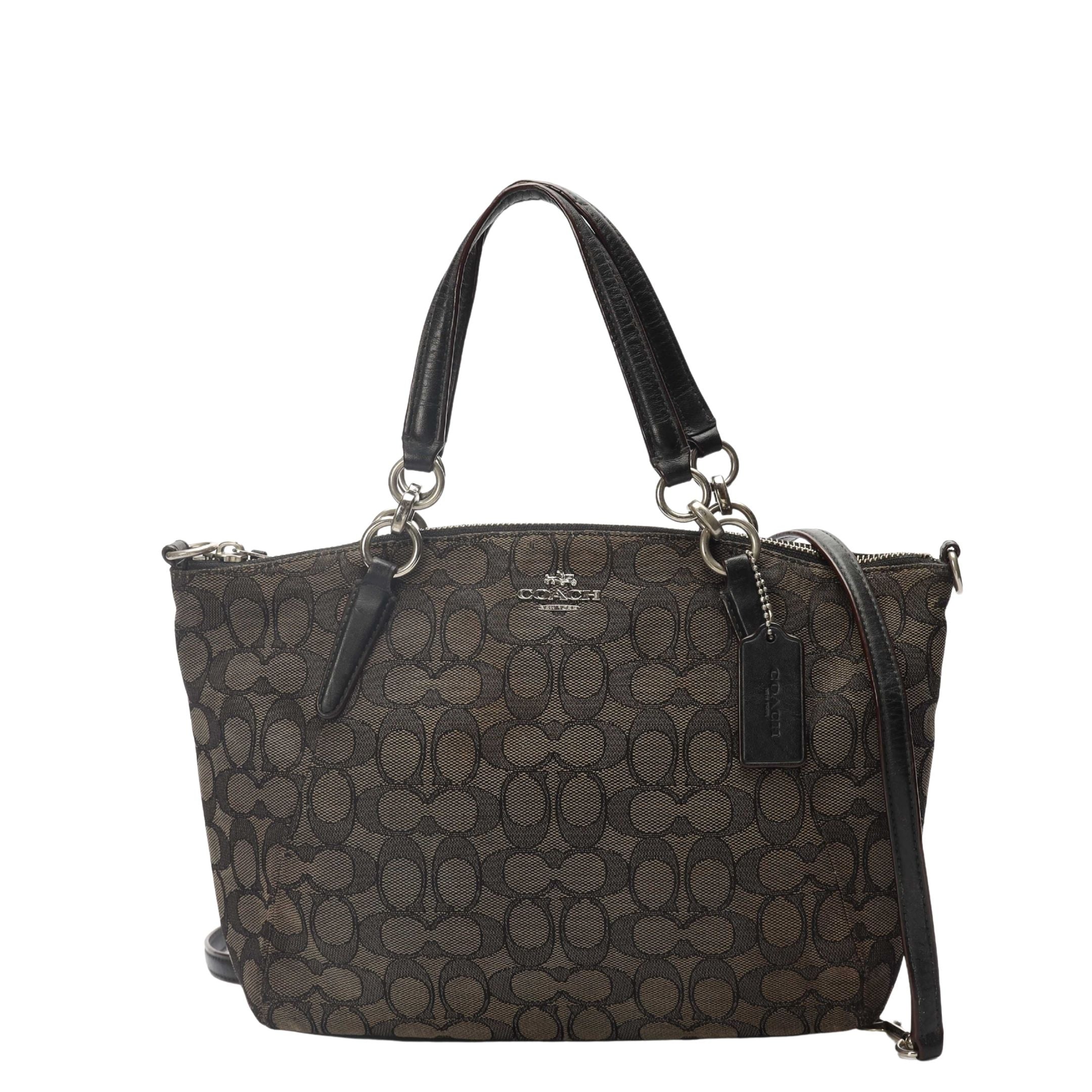 Coach Black/Grey Canvas Kelsey Satchel