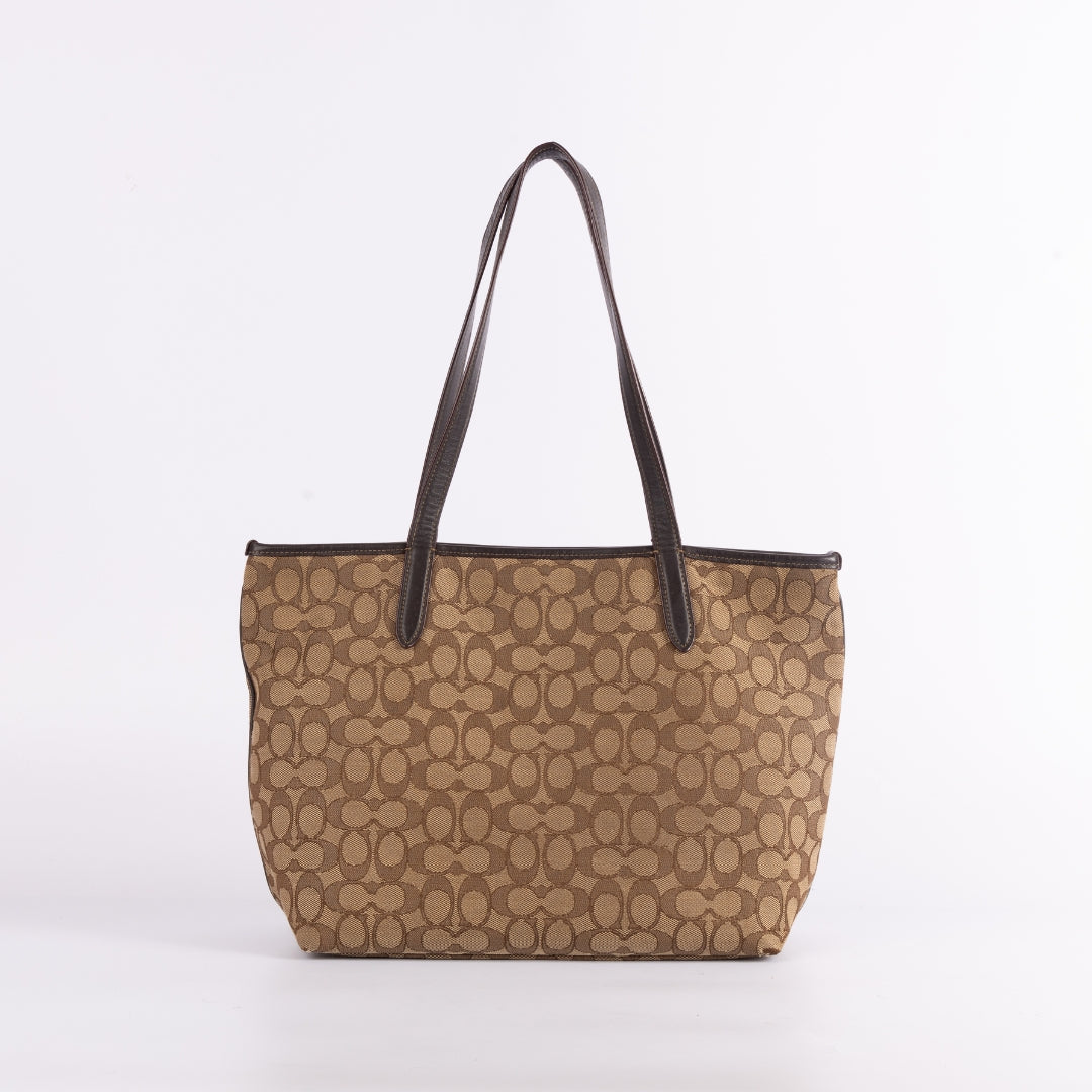 Coach Brown Signature Canvas and Leather Gallery Tote