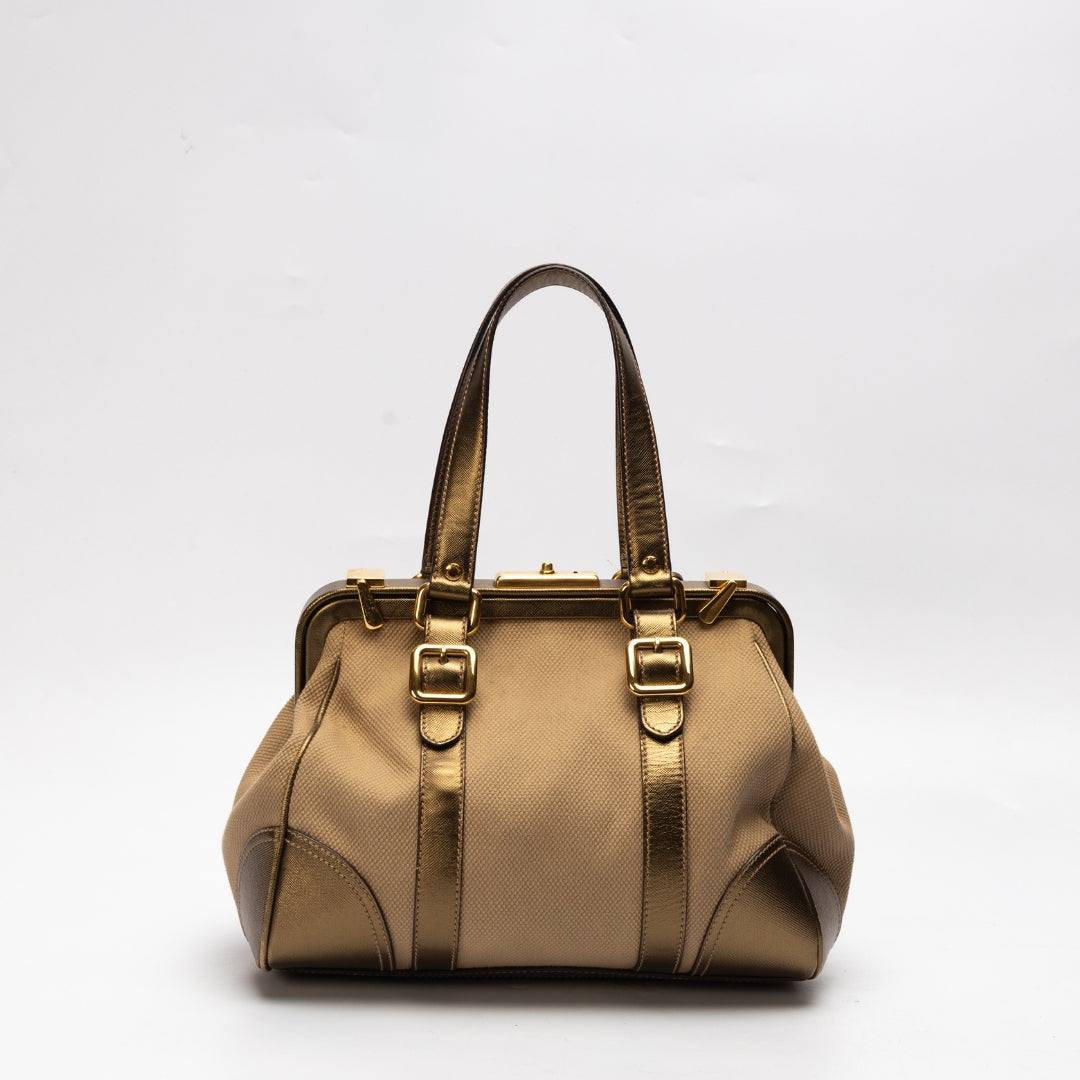 Prada Canvas and Saffiano Leather Doctor Bag