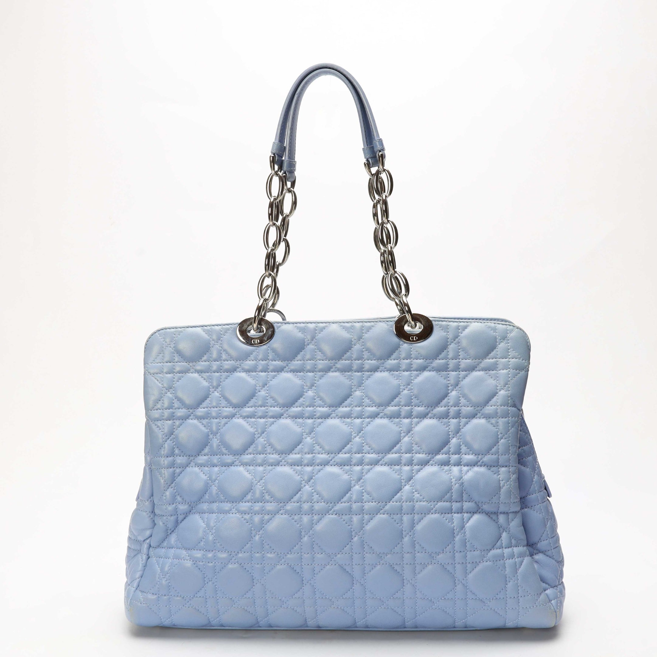 Dior Blue Cannage Leather Soft Lady Dior Tote