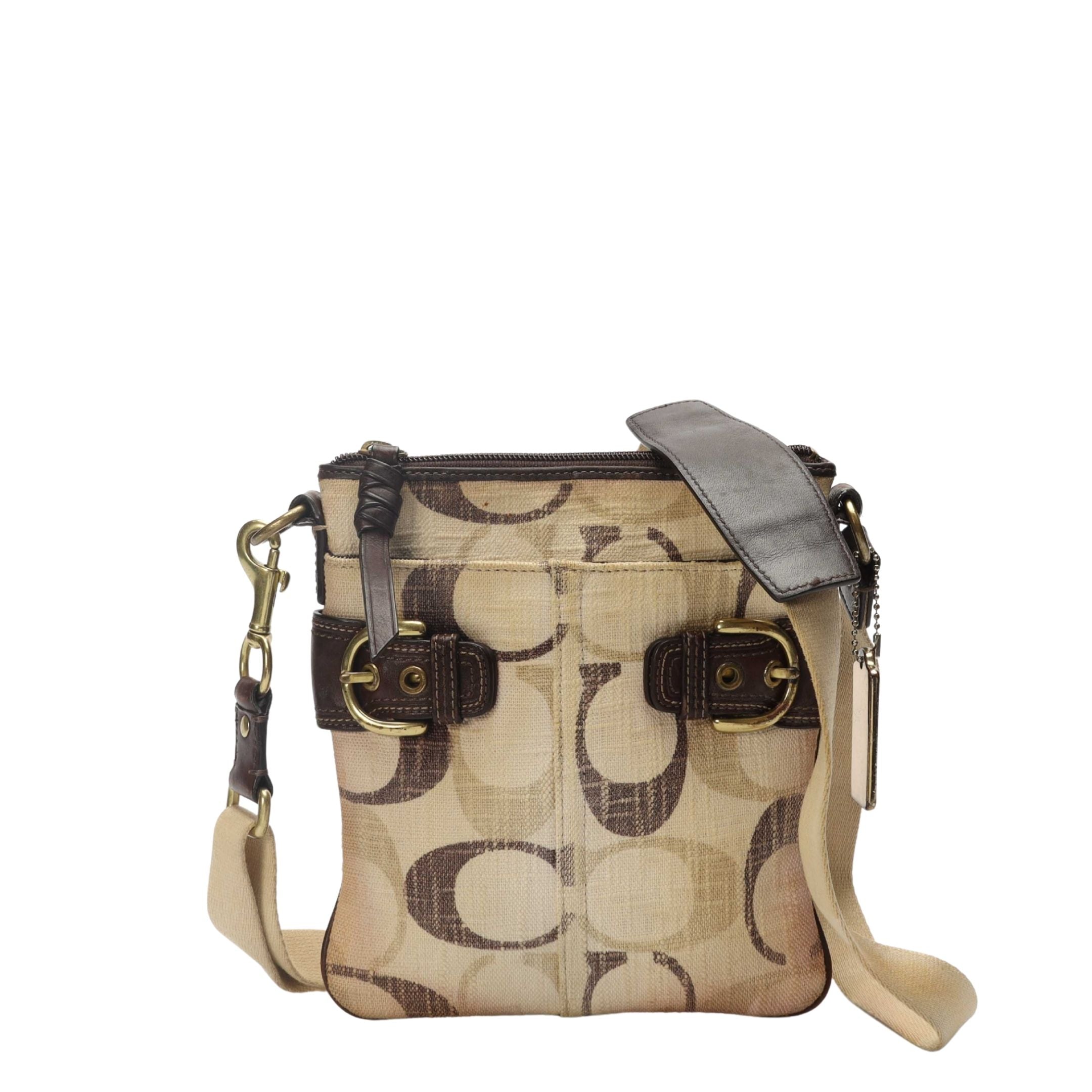 Coach Beige Logo Swingpack Crossbody Bag