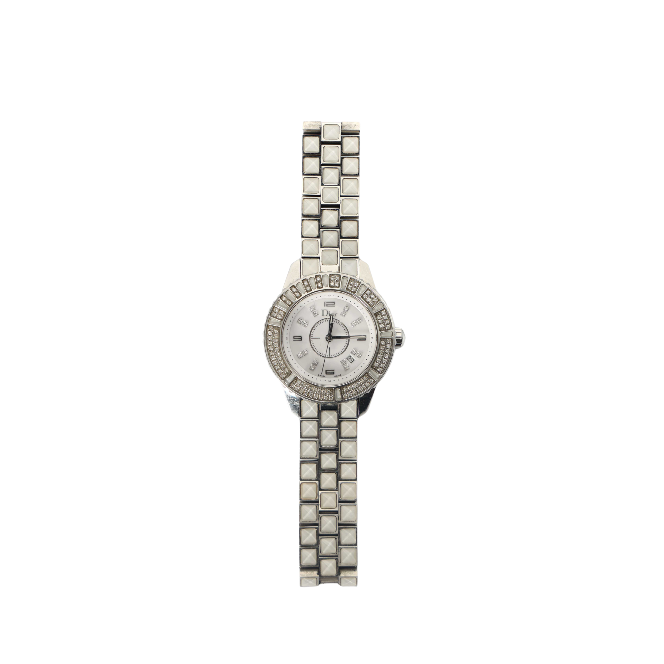 Dior White Christal Wrist Watch