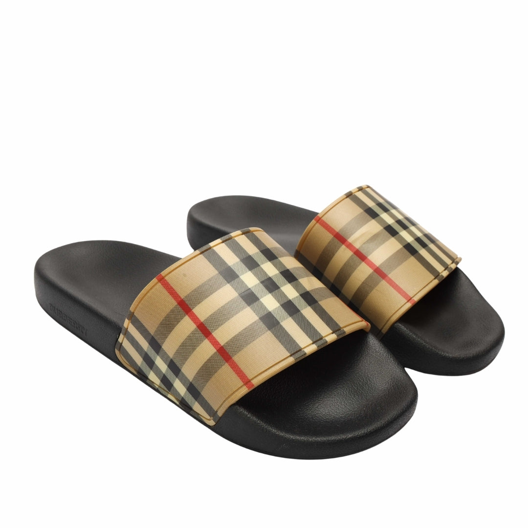 Burberry Beige Check Slides