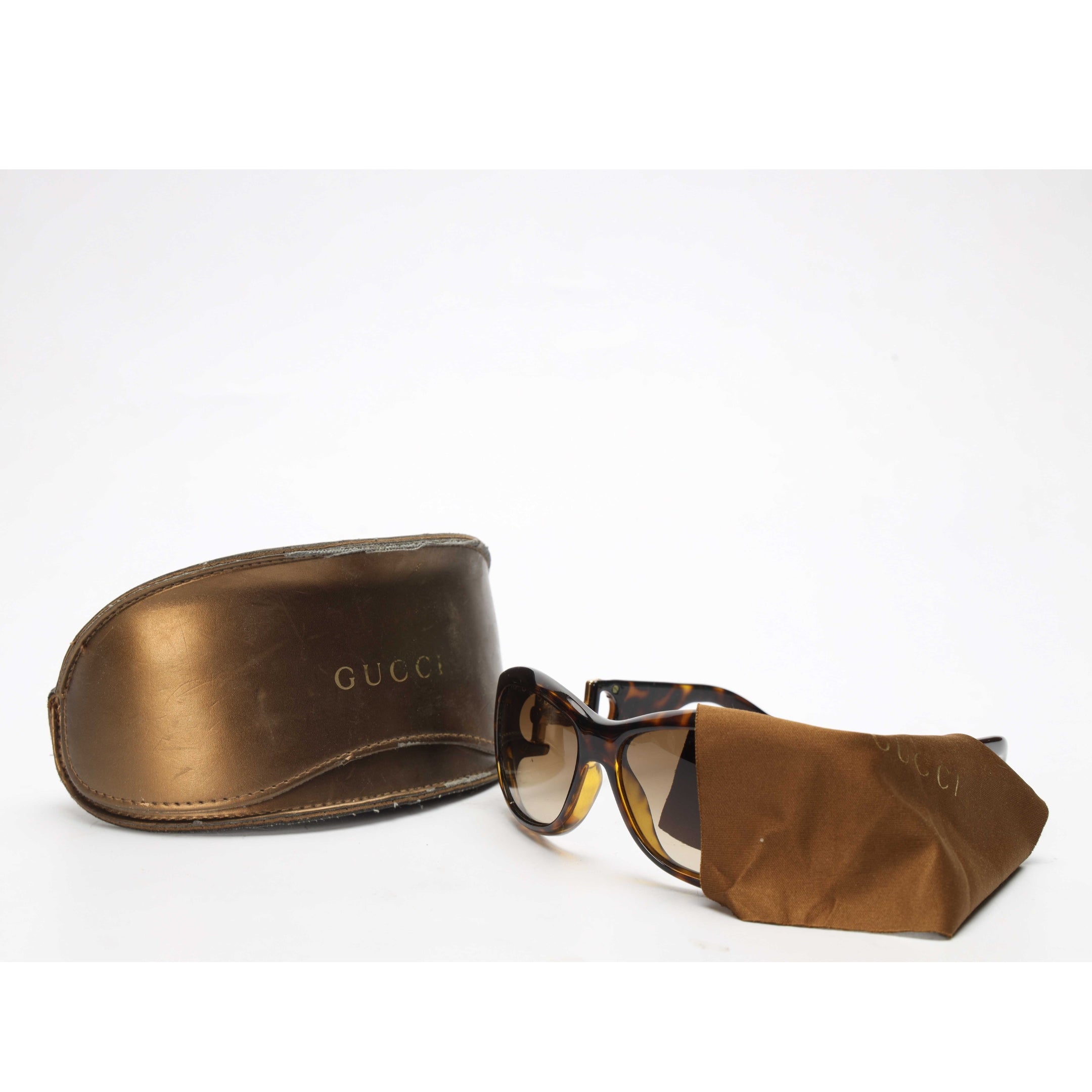 Gucci Brown Bamboo Horsebit Oversized Sunglasses