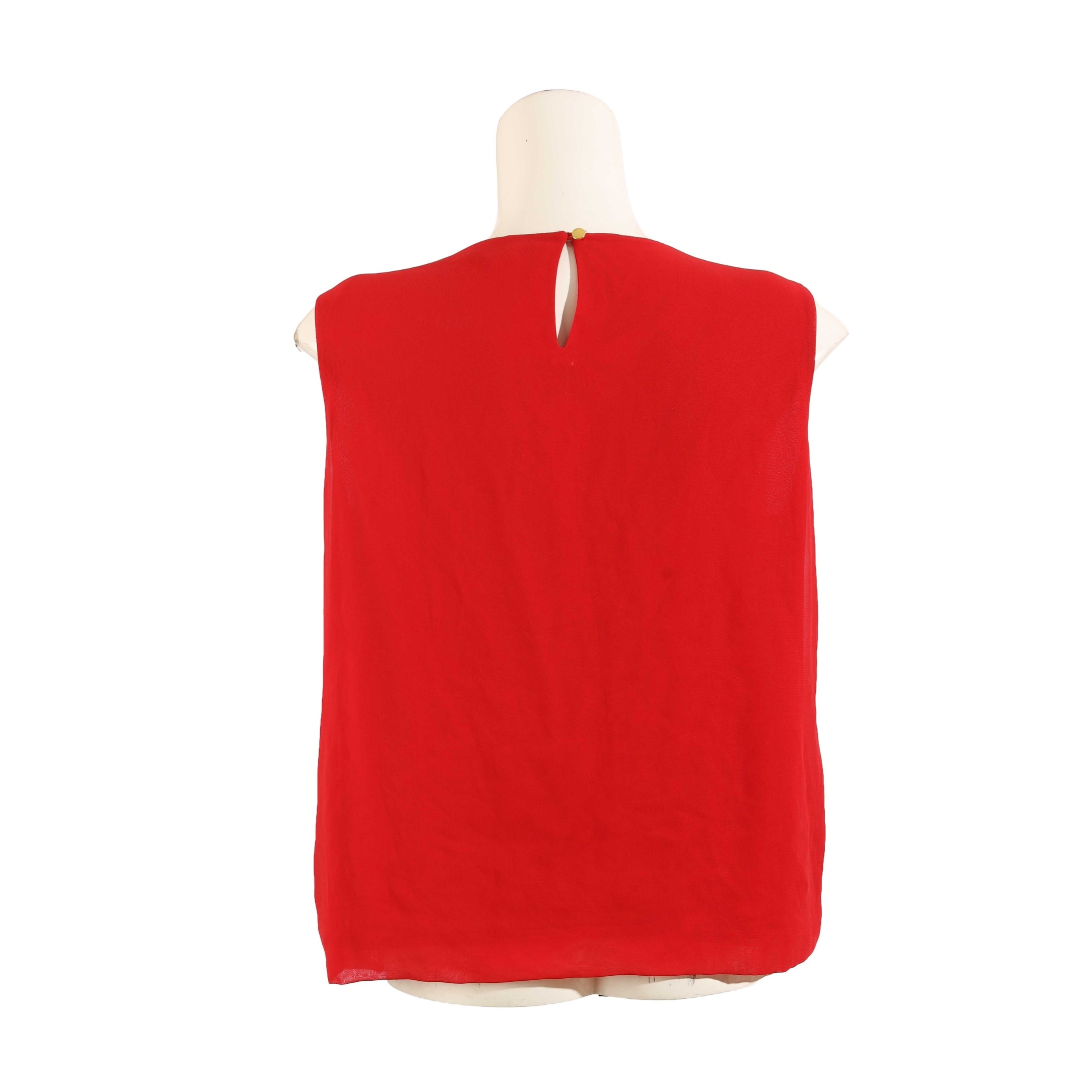 Calvin Klein Red Pleated Sleeveless Top
