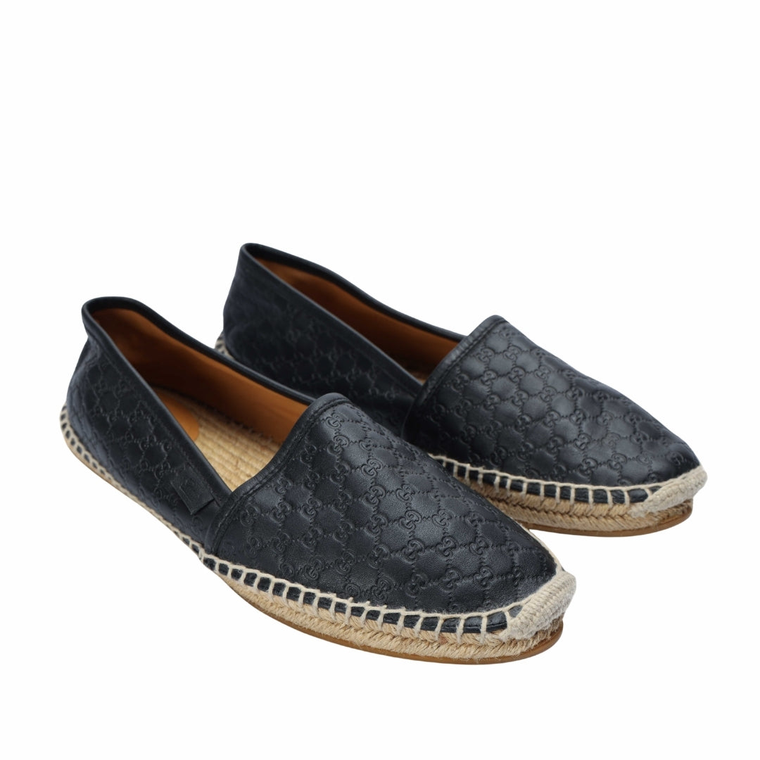 Gucci Black Guccissima Leather Espadrilles