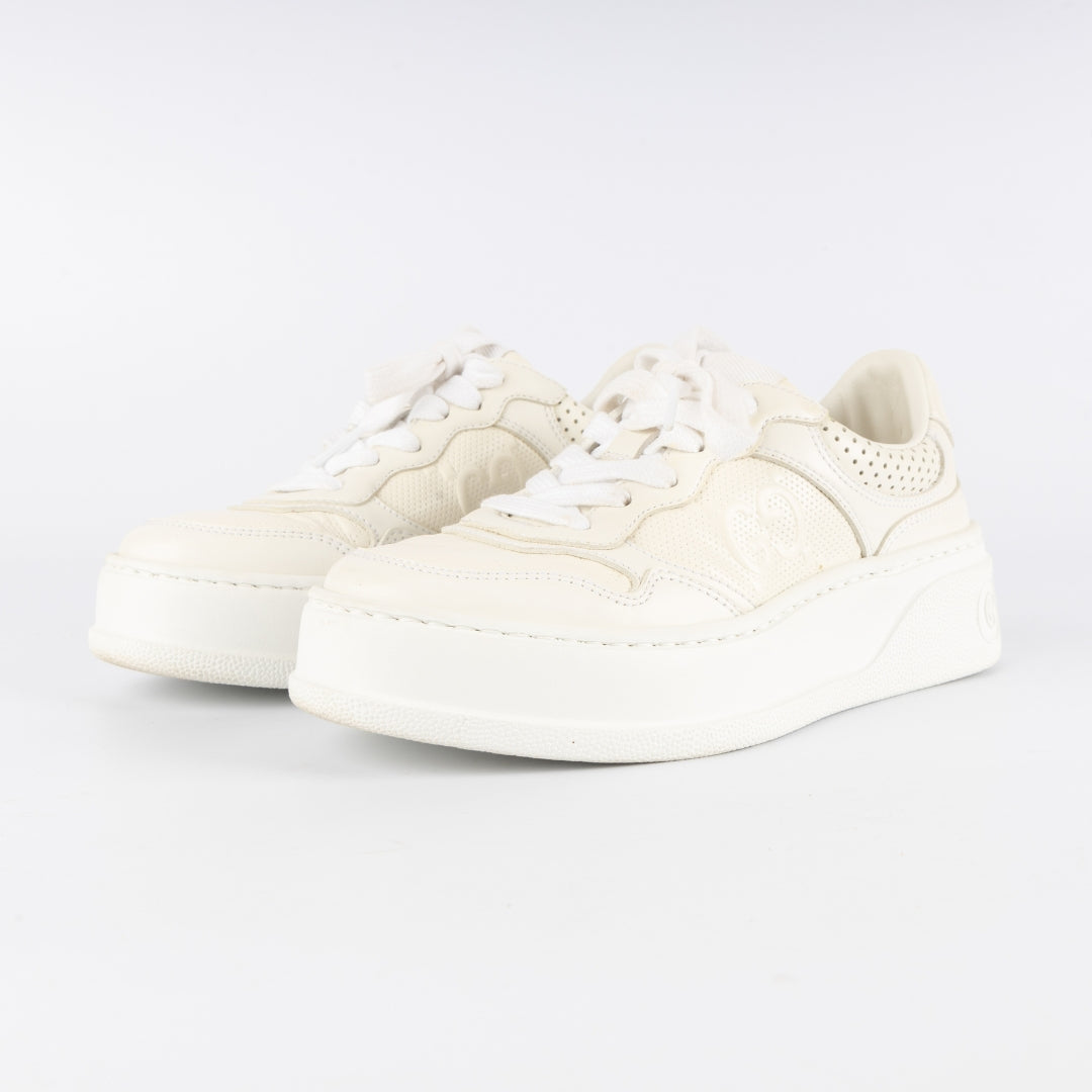 Gucci White Leather GG Low Top Sneakers