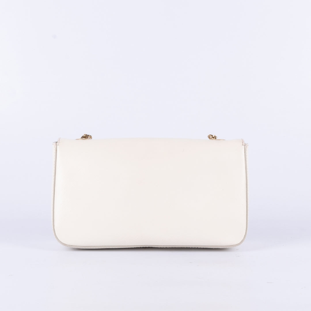 Salvatore Ferragamo Cream Saffiano Leather Rory Shoulder Bag