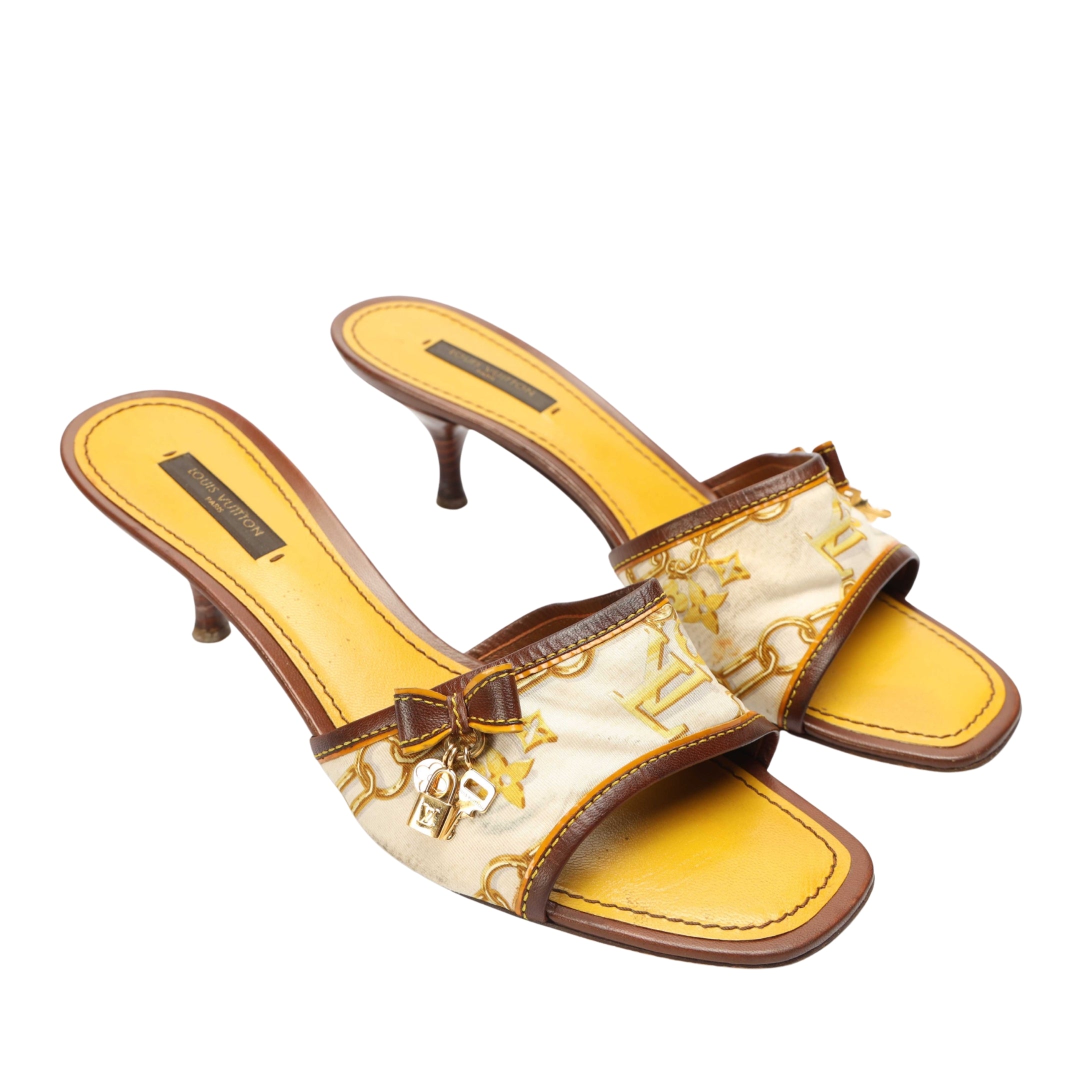 Louis Vuitton Brown Monogram Satin Charms Slide Sandals