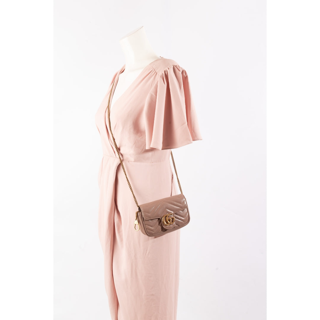 Gucci Pink Super Mini GG Marmont Shoulder Bag