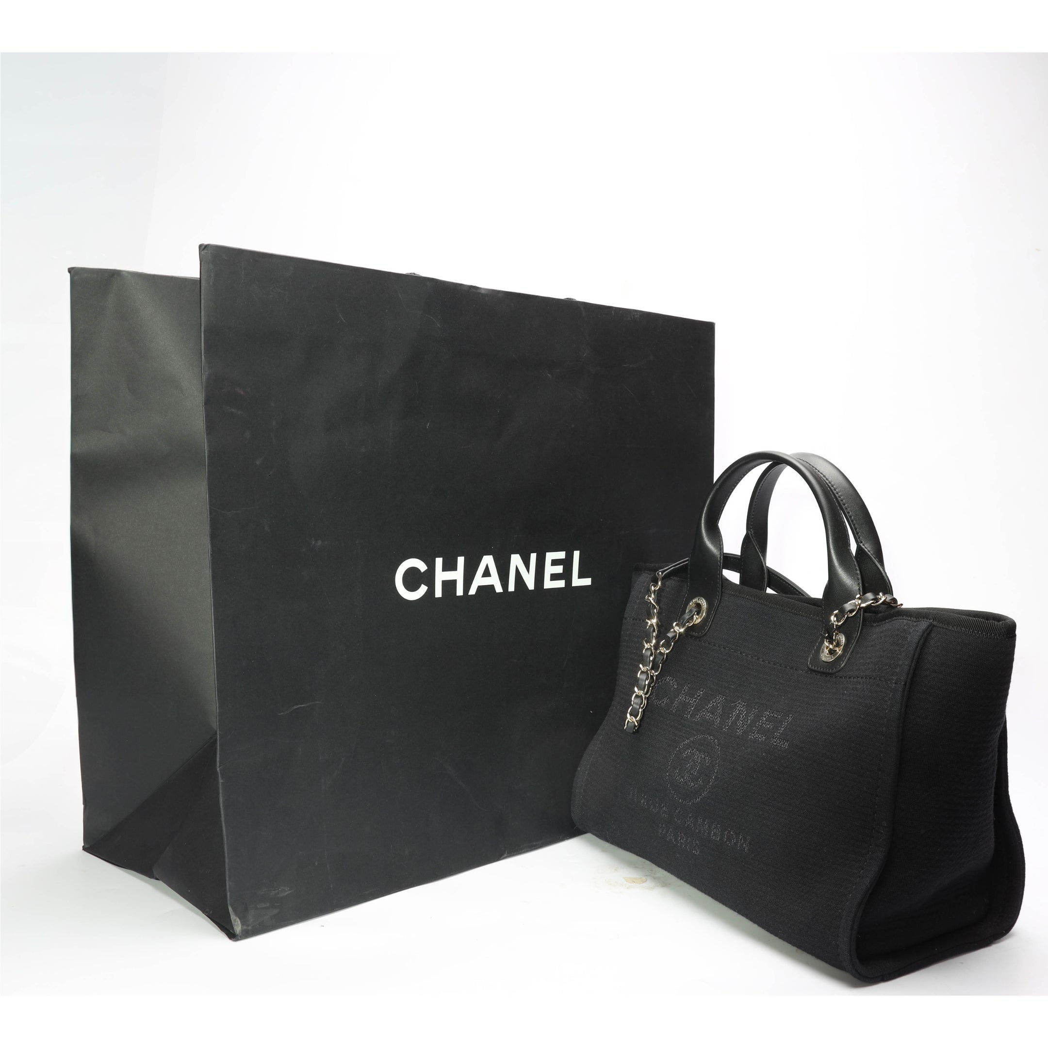 Chanel Black Canvas Shopping Bag