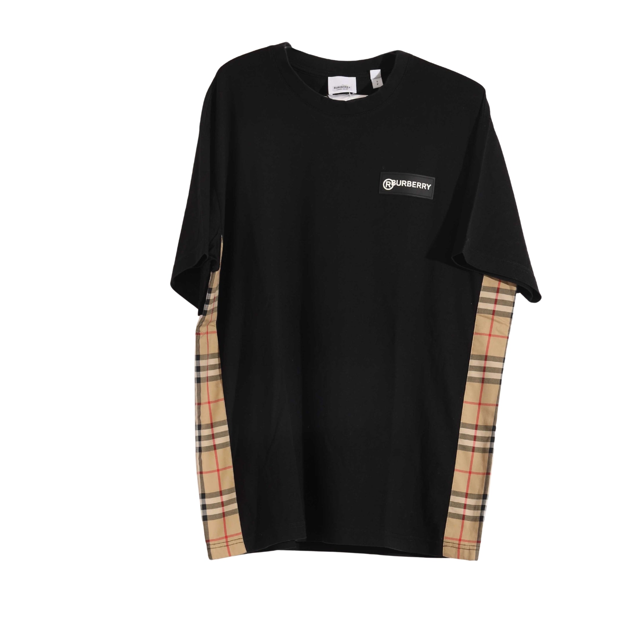 Burberry Check Patch Black Cotton T-shirt
