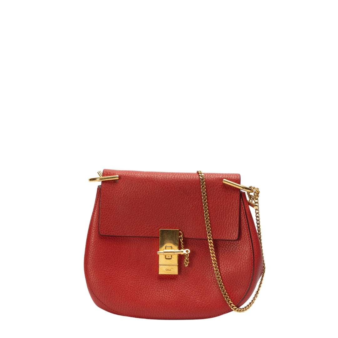 Chloe Red Drew Chain Crossbody Bag