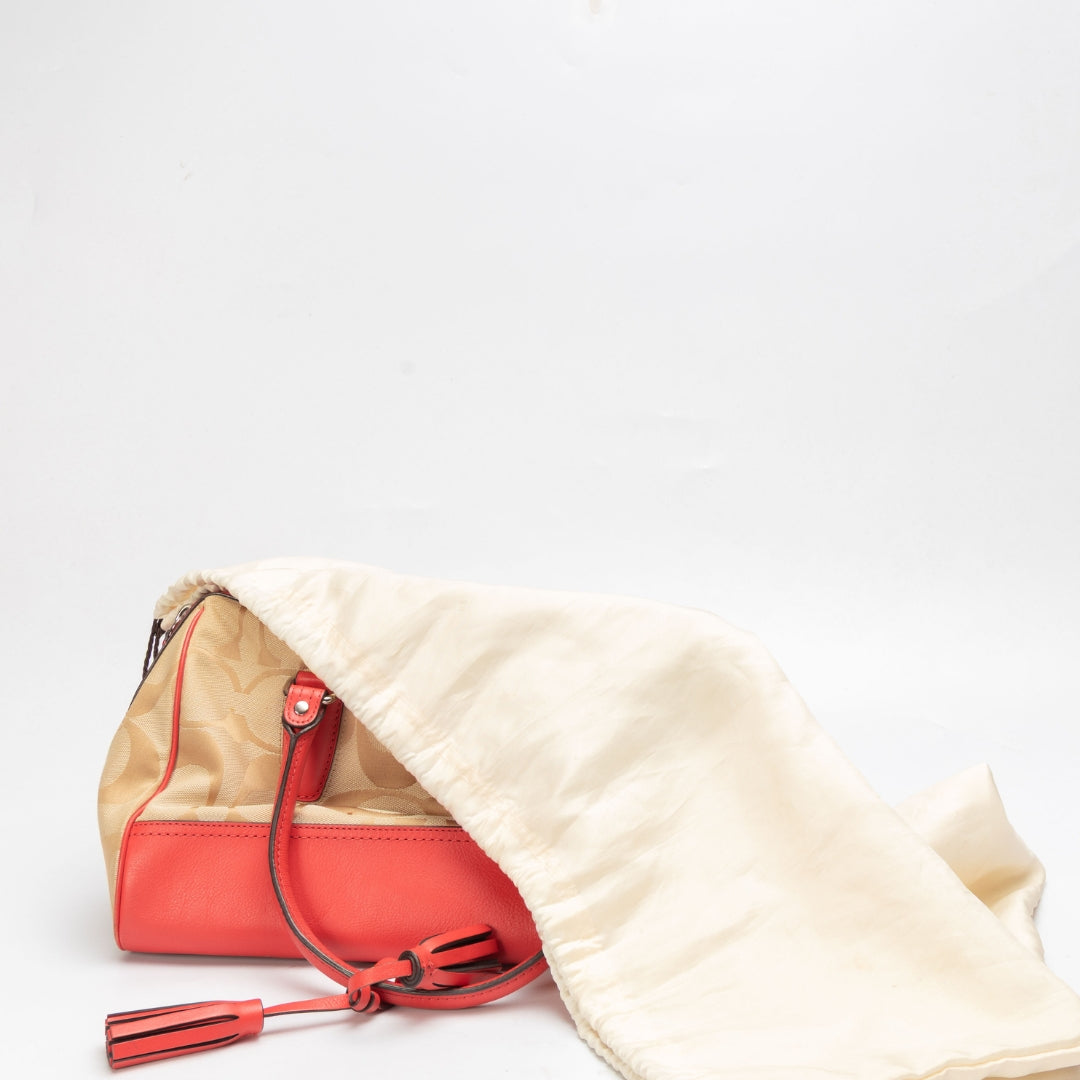 Coach Orange/Beige Haley Convertible Satchel