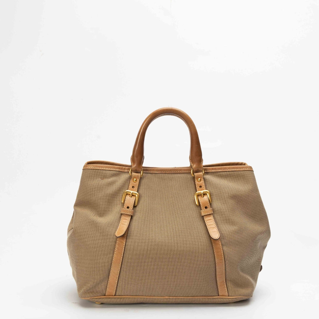 Prada Beige Jacquard Logo Tote