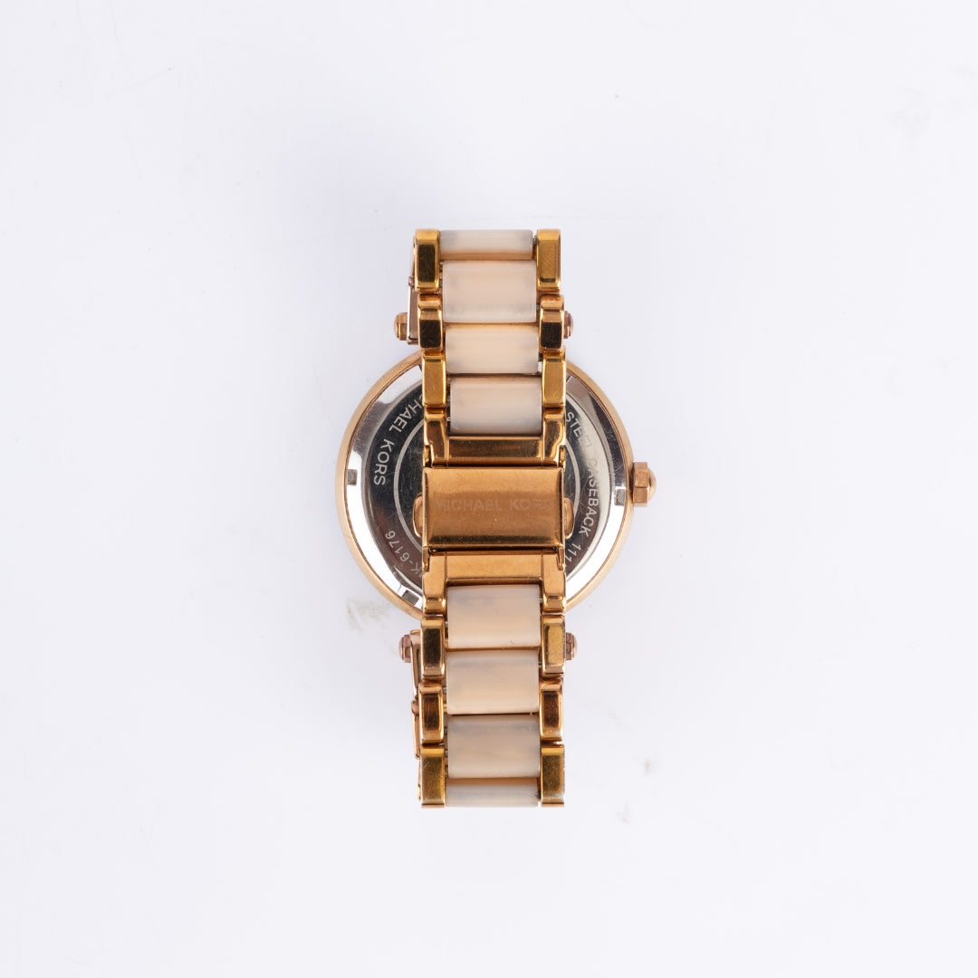 Michael Kors Parker Rose Gold MK Logo Dial Watch