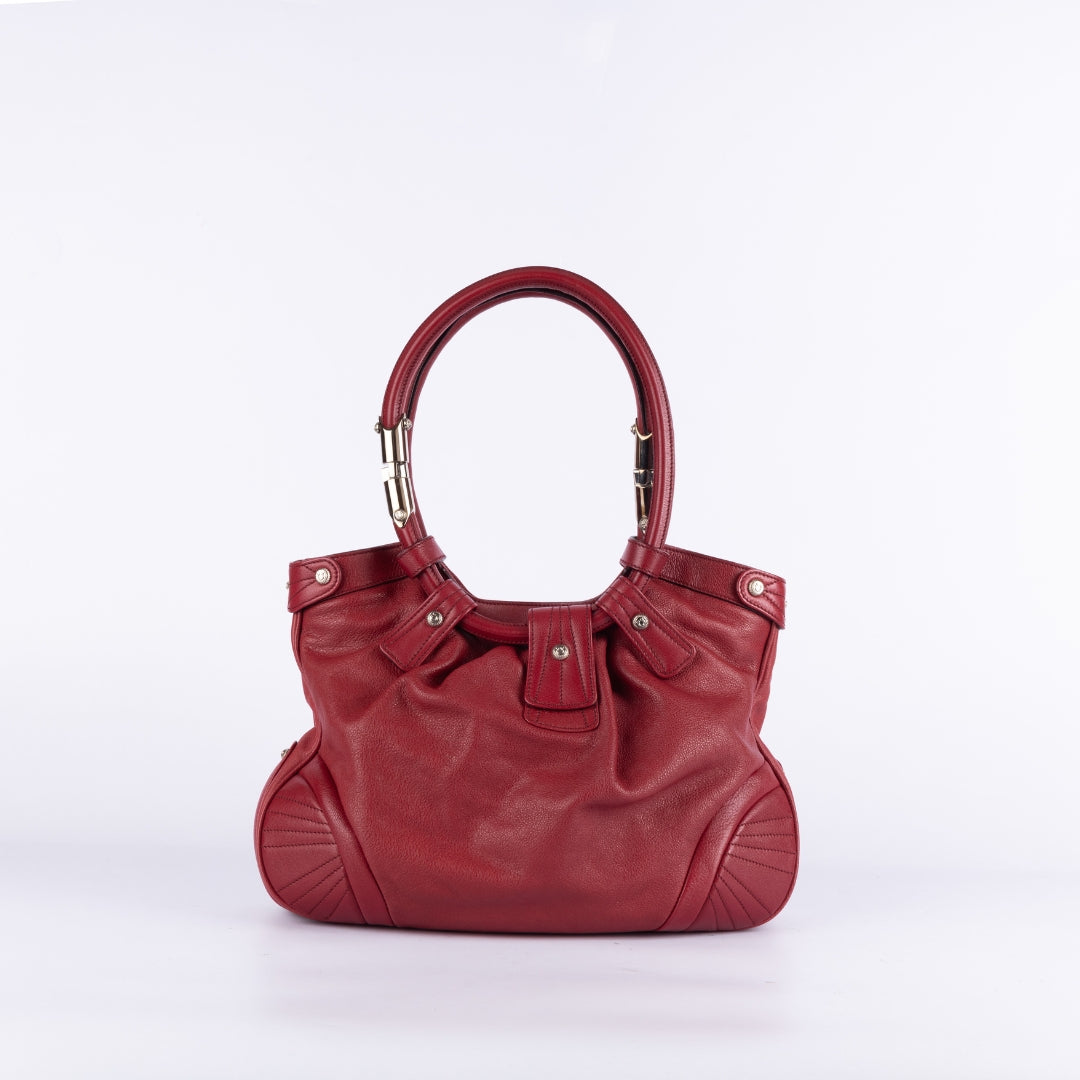 Salvatore Ferragamo Red Leather Gancini Lucchetto Hobo Bag