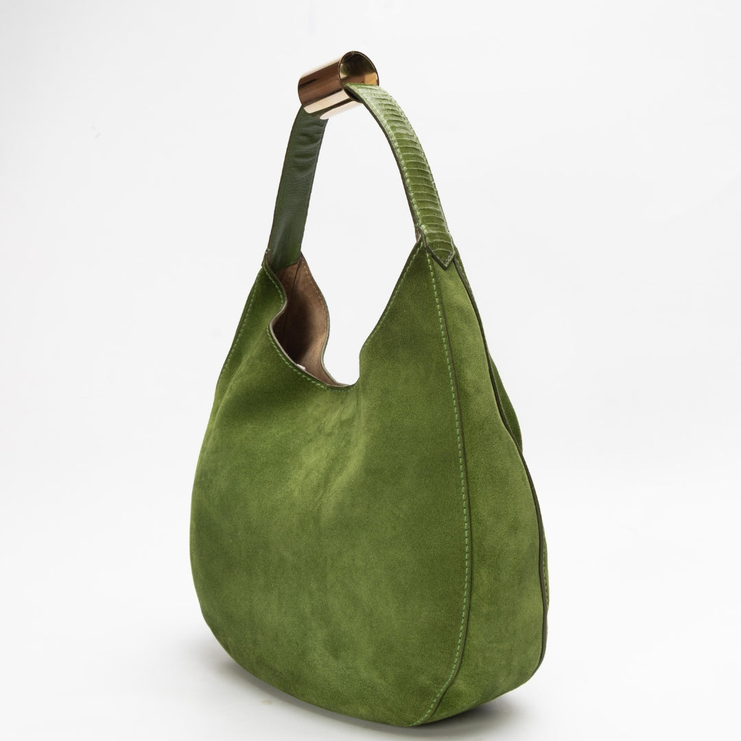 Jimmy Choo Green Suede Stevie Hobo Bag