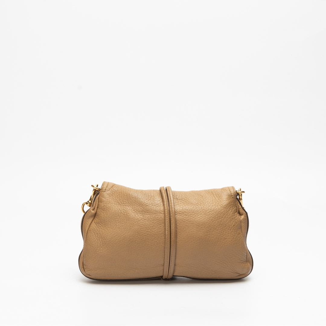 Gucci Beige Leather Croisette Bamboo Shoulder Bag