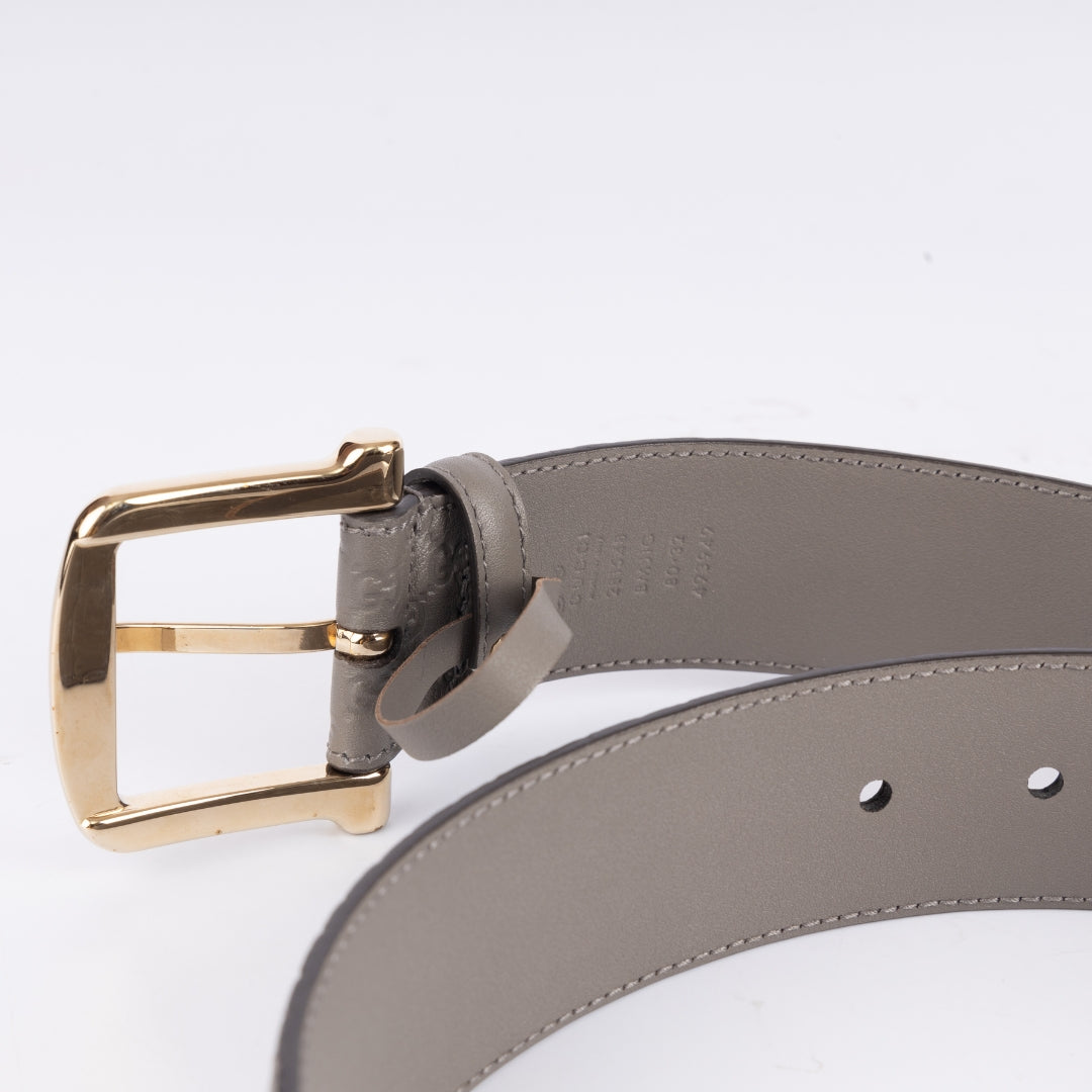 Gucci Micro Guccissima Embossed Leather Buckle Belt