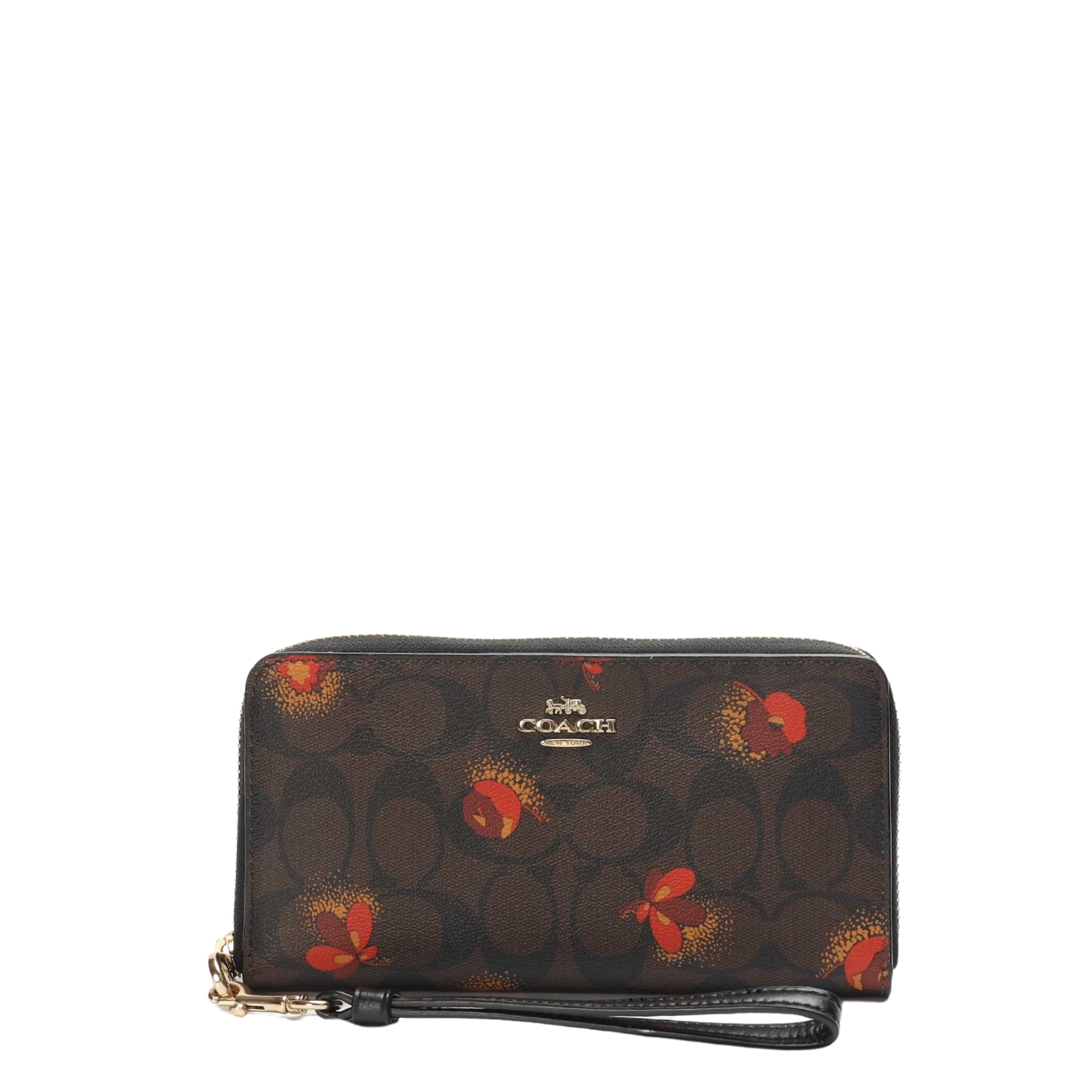 Coach Brown Monogram Floral Zip Wallet