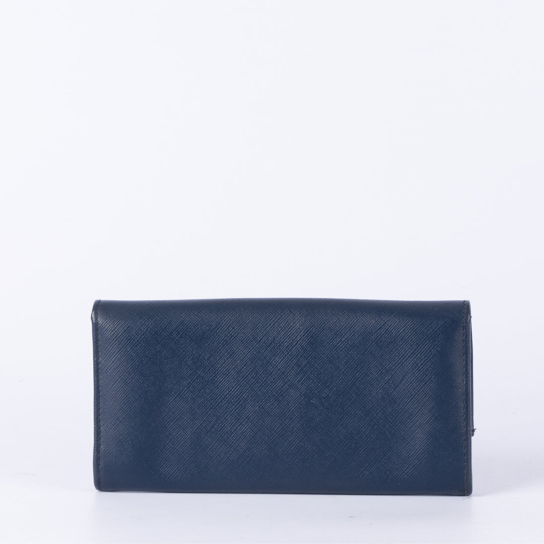 Salvatore Ferragamo Oxford Blue Leather Gancini Continental Wallet