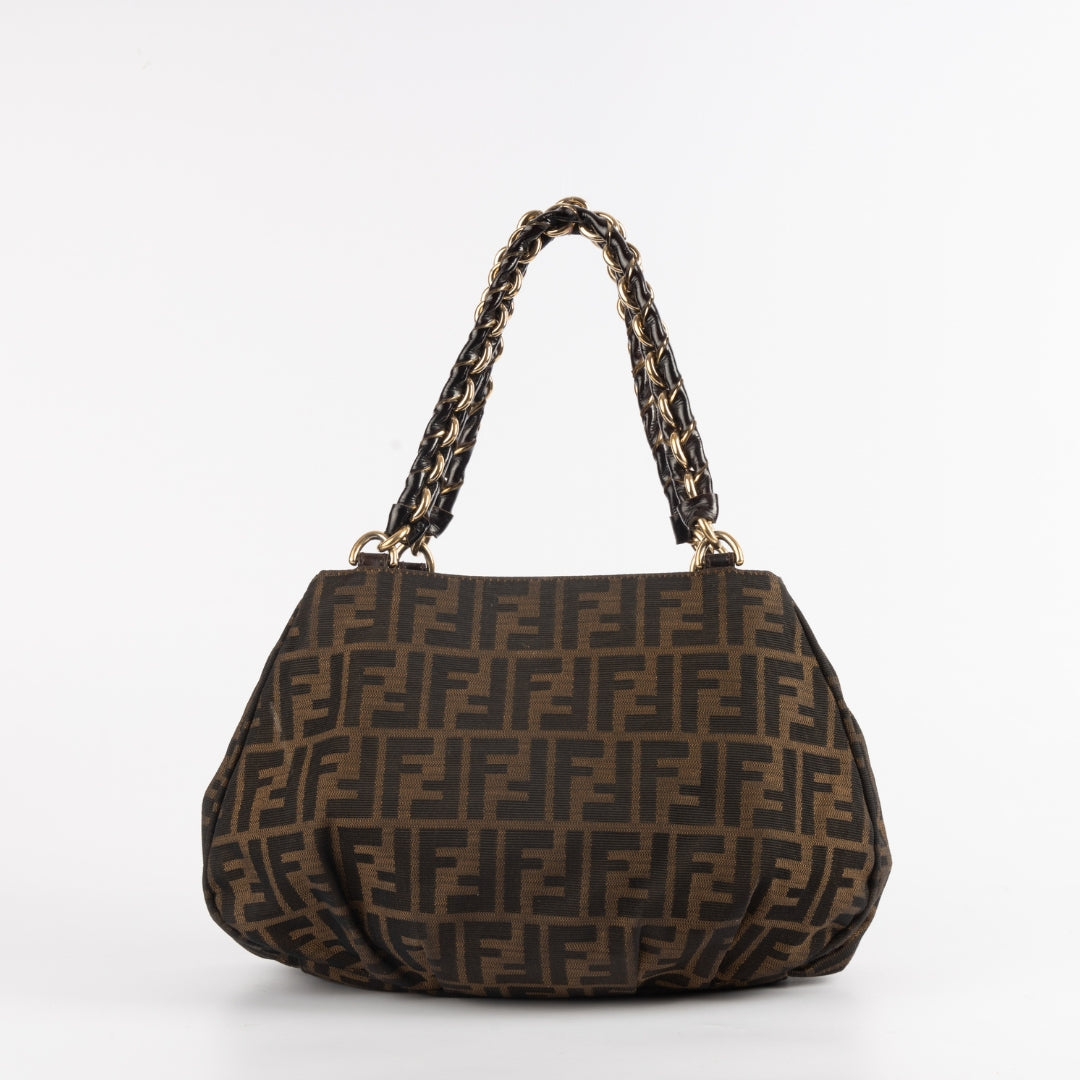 Fendi Zucca Canvas Monogram Mia Shoulder Bag