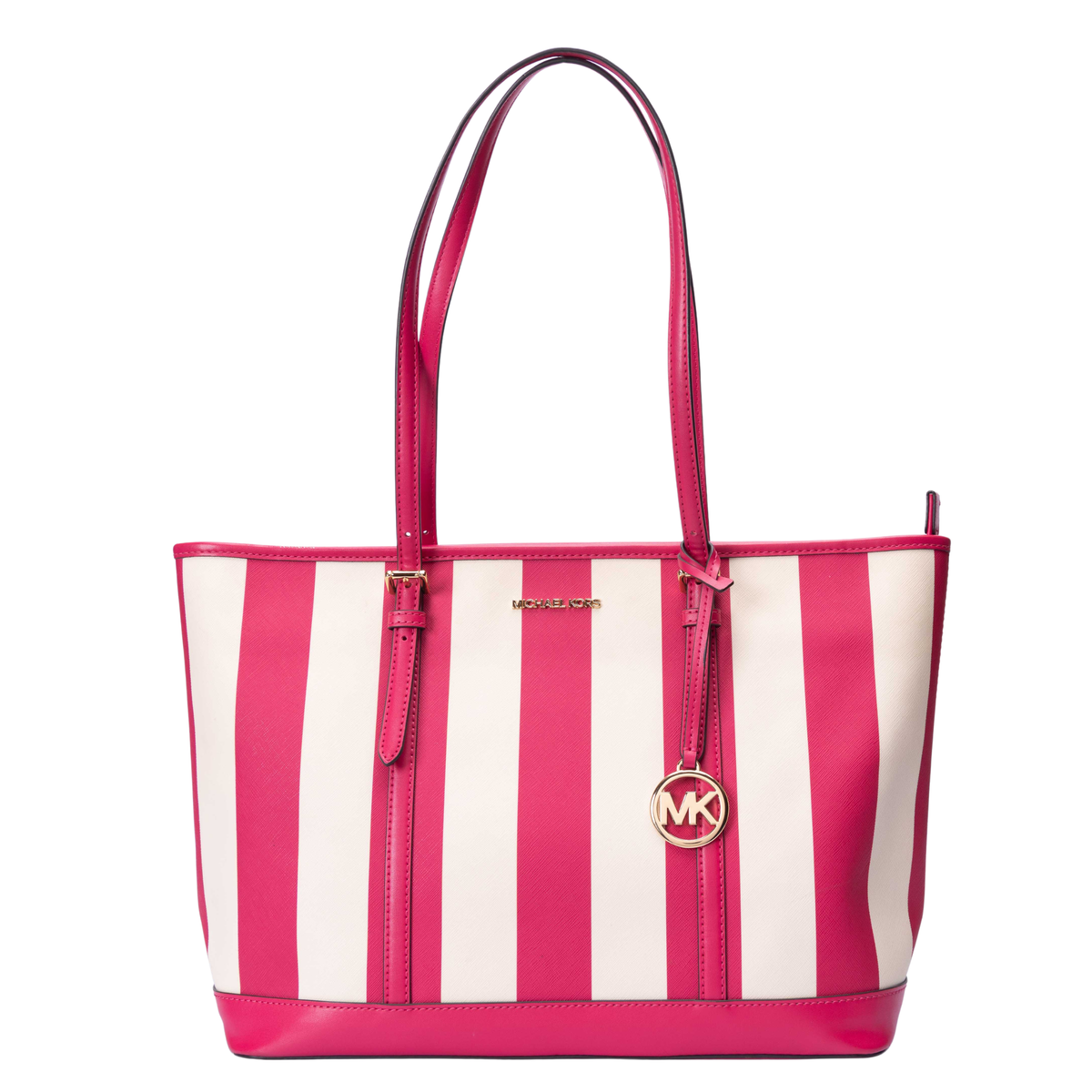 Michael Kors Pink Striped Jet Set Travel Tote