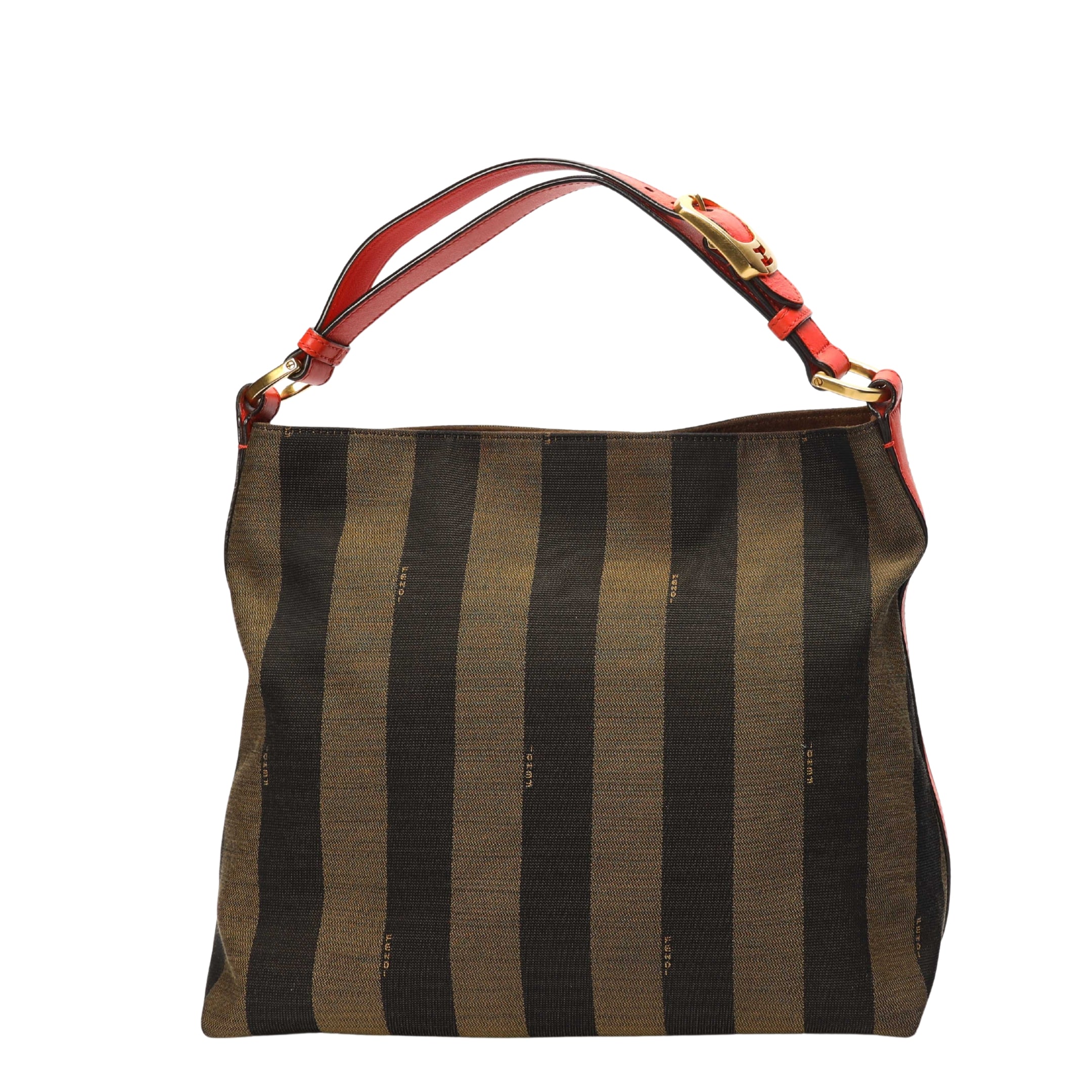 Fendi Brown Stripes Large Pequin Hobo Bag