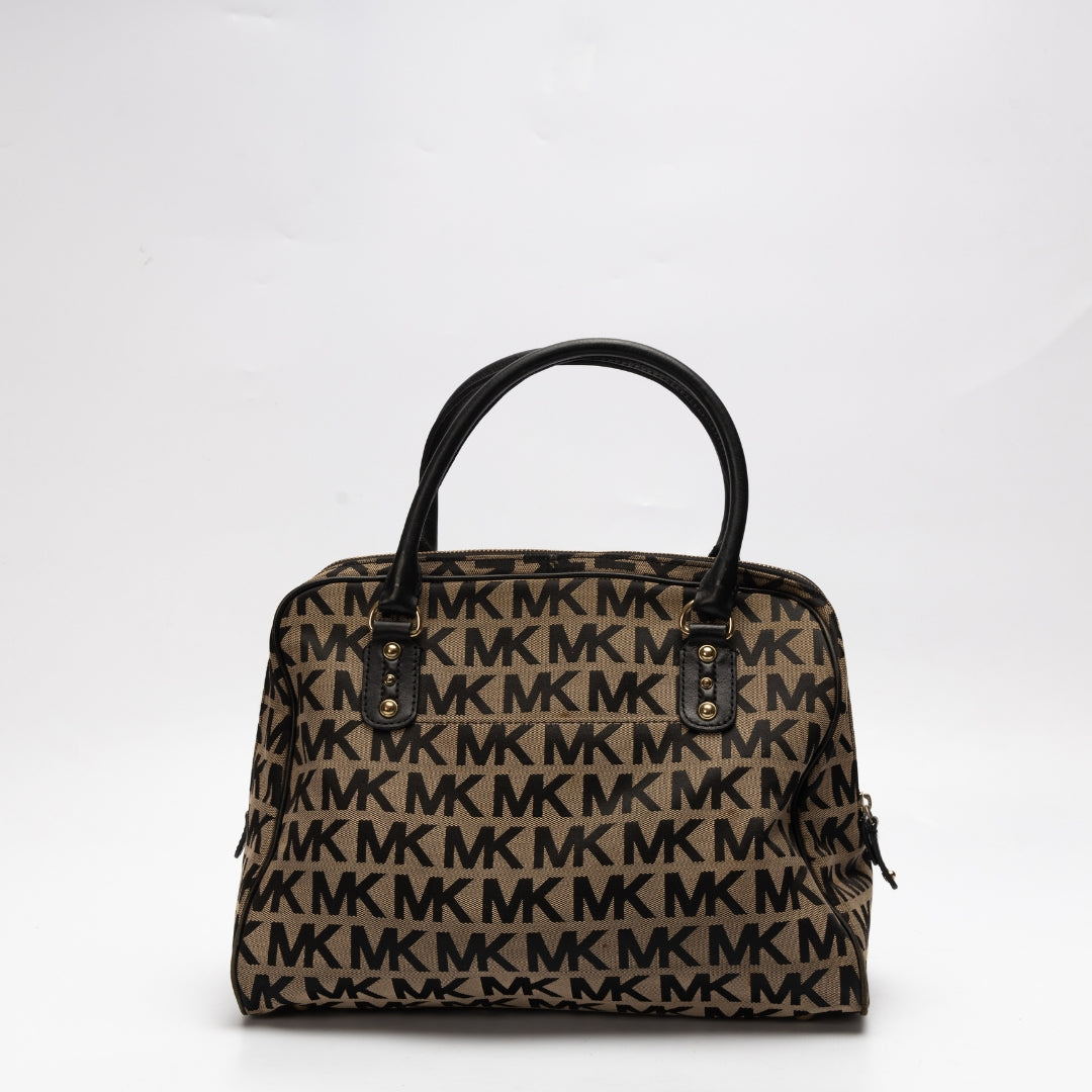 Michael Kors Canvas Raffia Top Handle Bag