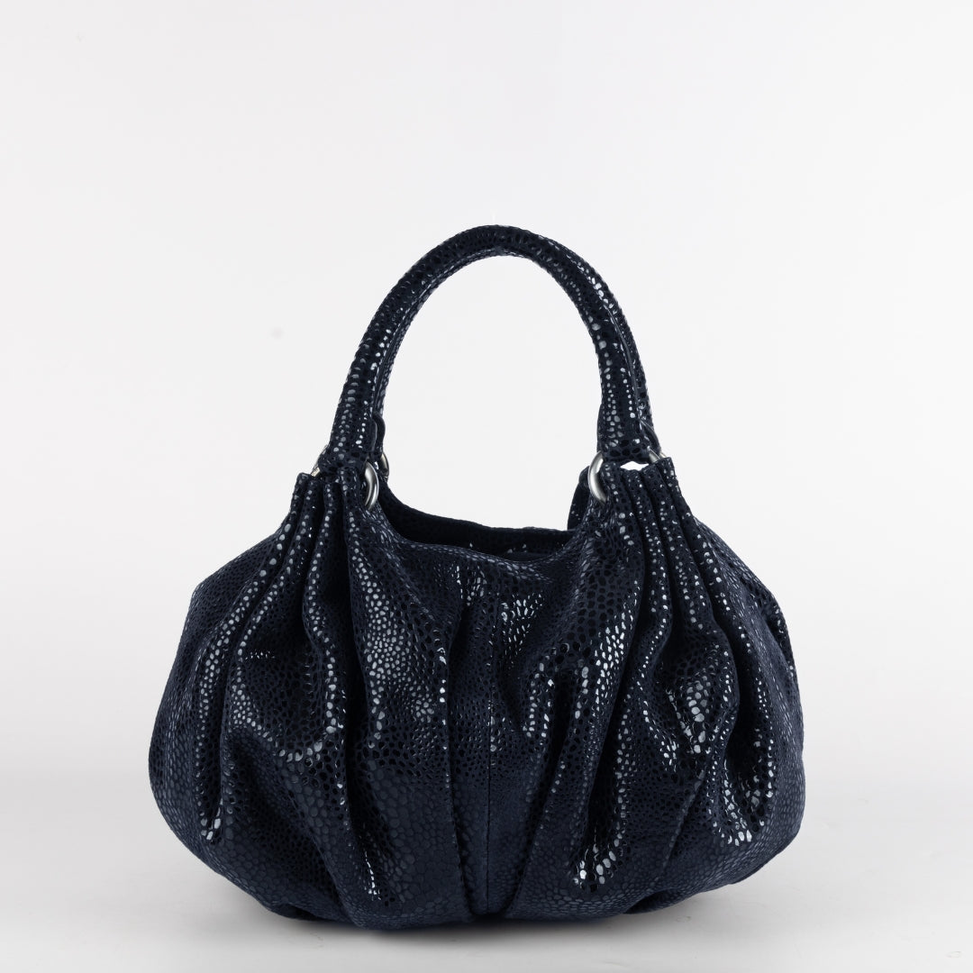 Giorgio Armani Black Leather Python Skin Hobo Bag