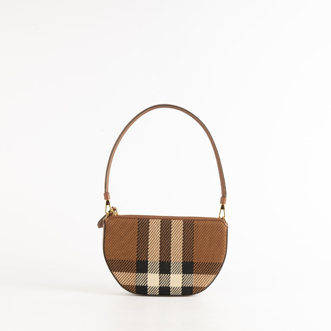 Burberry Olympia Knitted Check Jacquard Pouch bag