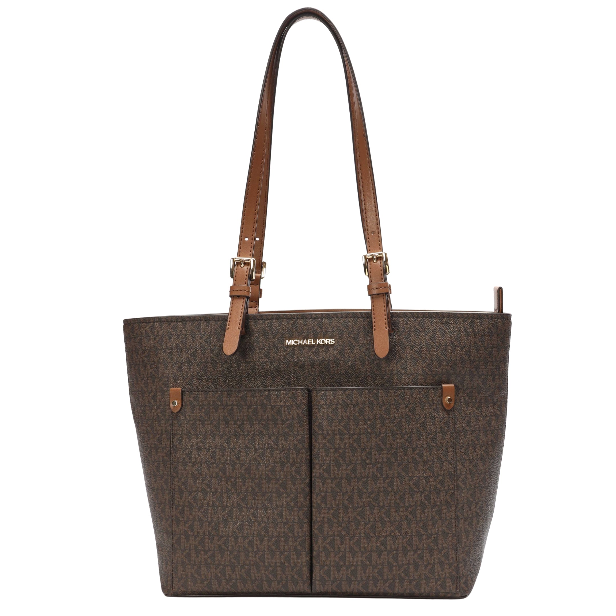 Michael Kors Jet Set Brown Medium Logo Pocket Tote