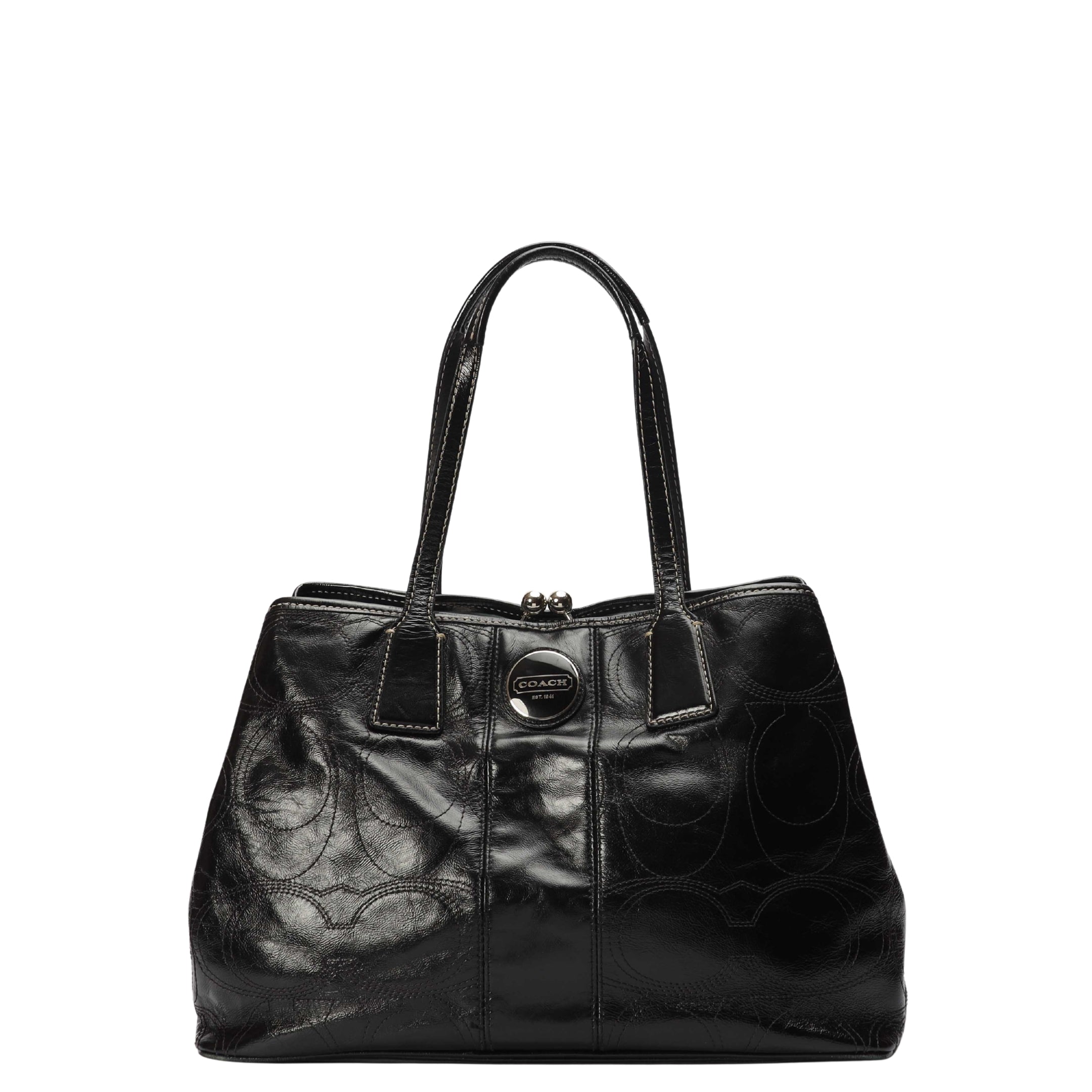 Coach Black Kiss lock Shoulder Bag