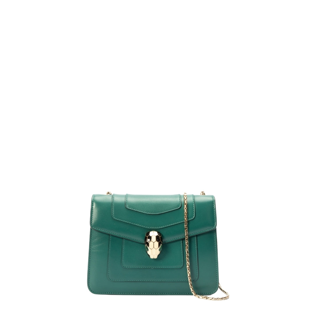 Bvlgari Green Leather Small Serpenti Forever Shoulder Bag