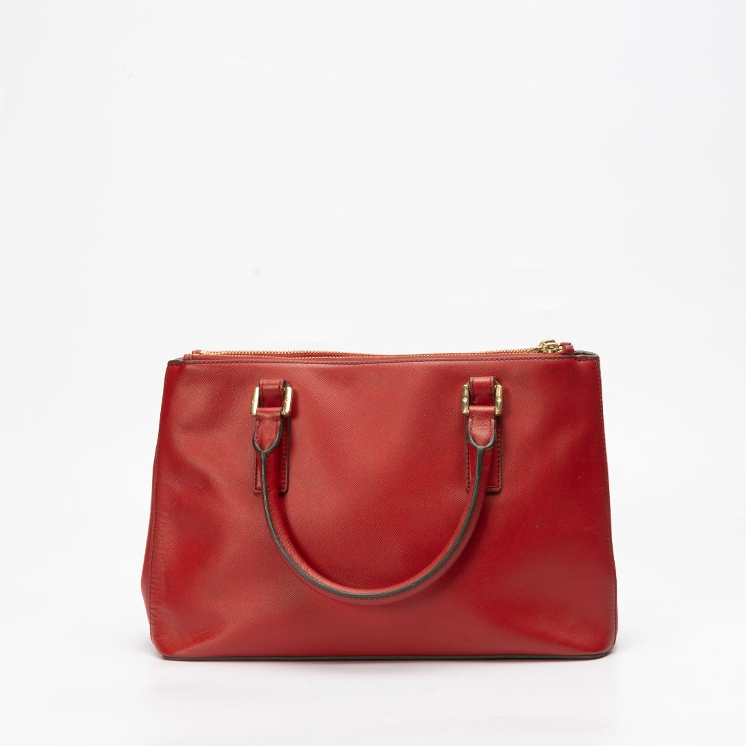 Tory Burch Red Leather Robinson Double Zip Tote