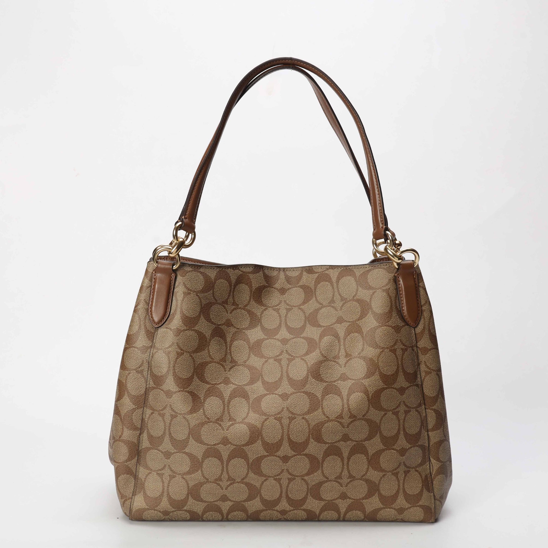 Coach Hallie Signature Canvas Brown Shoulder Bag