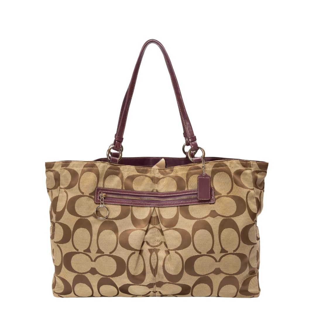 Coach Beige Signature Canvas Shopper Tote