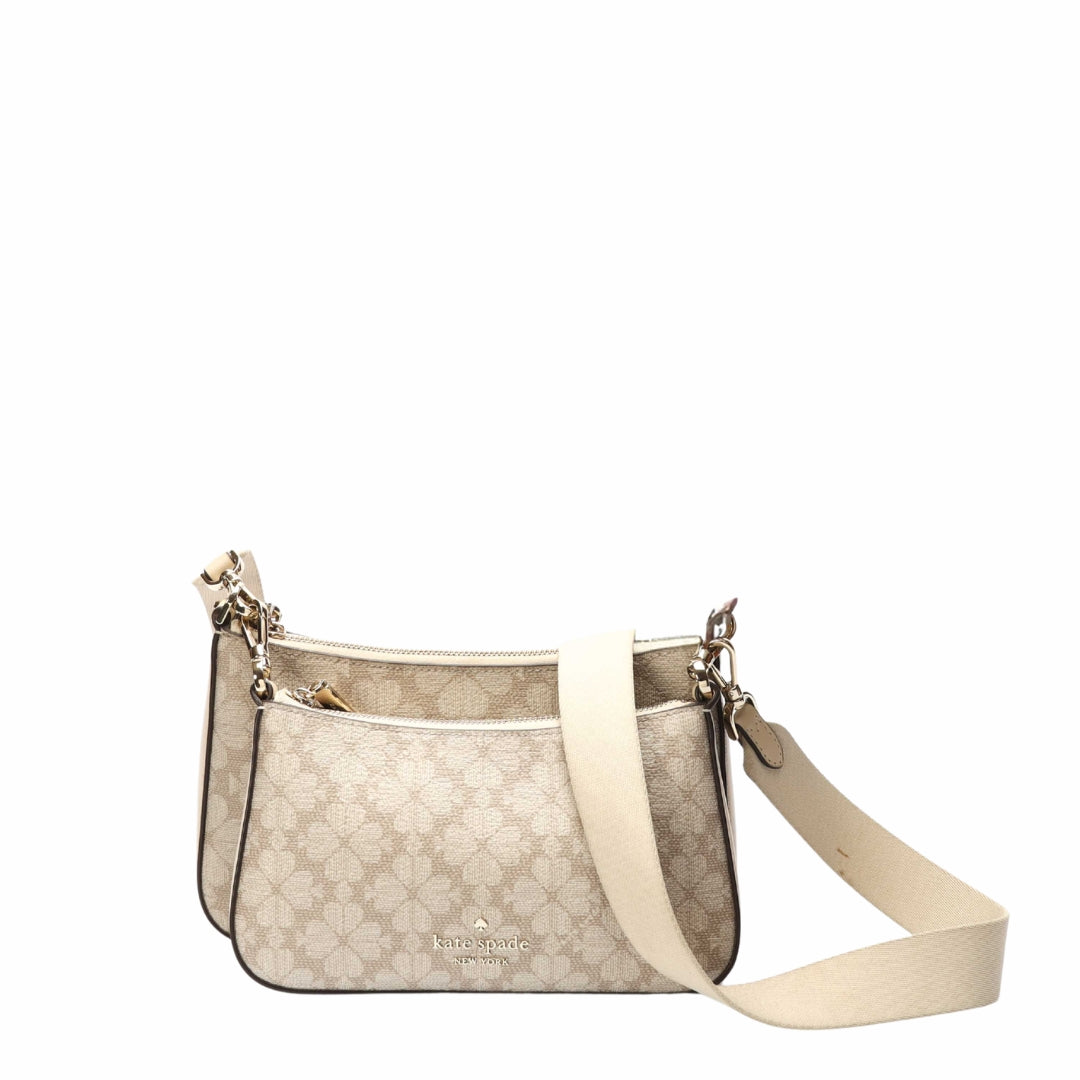 Kate Spade Beige Spade Flower Small Crossbody Bag