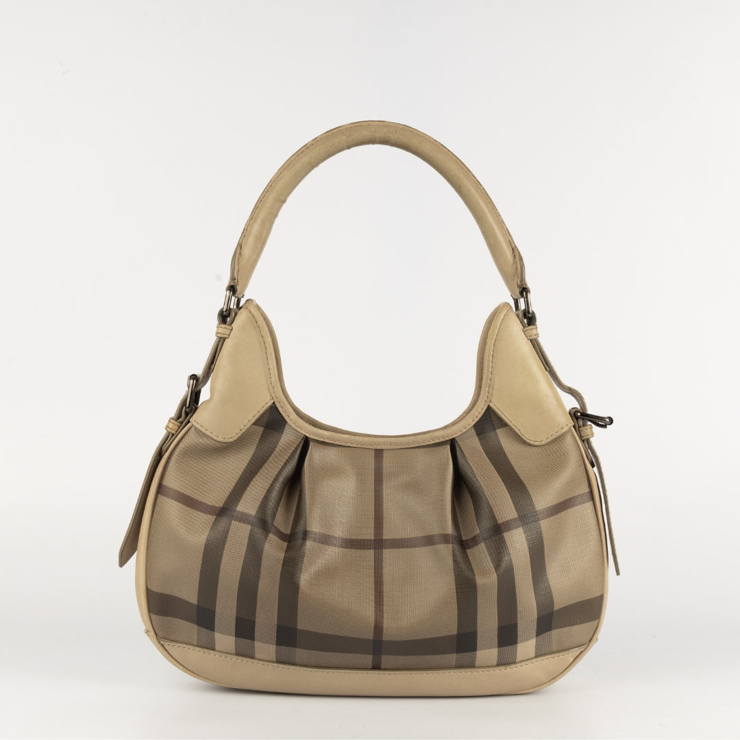 Burberry Plaid Coated Canvas Shoulder Bag