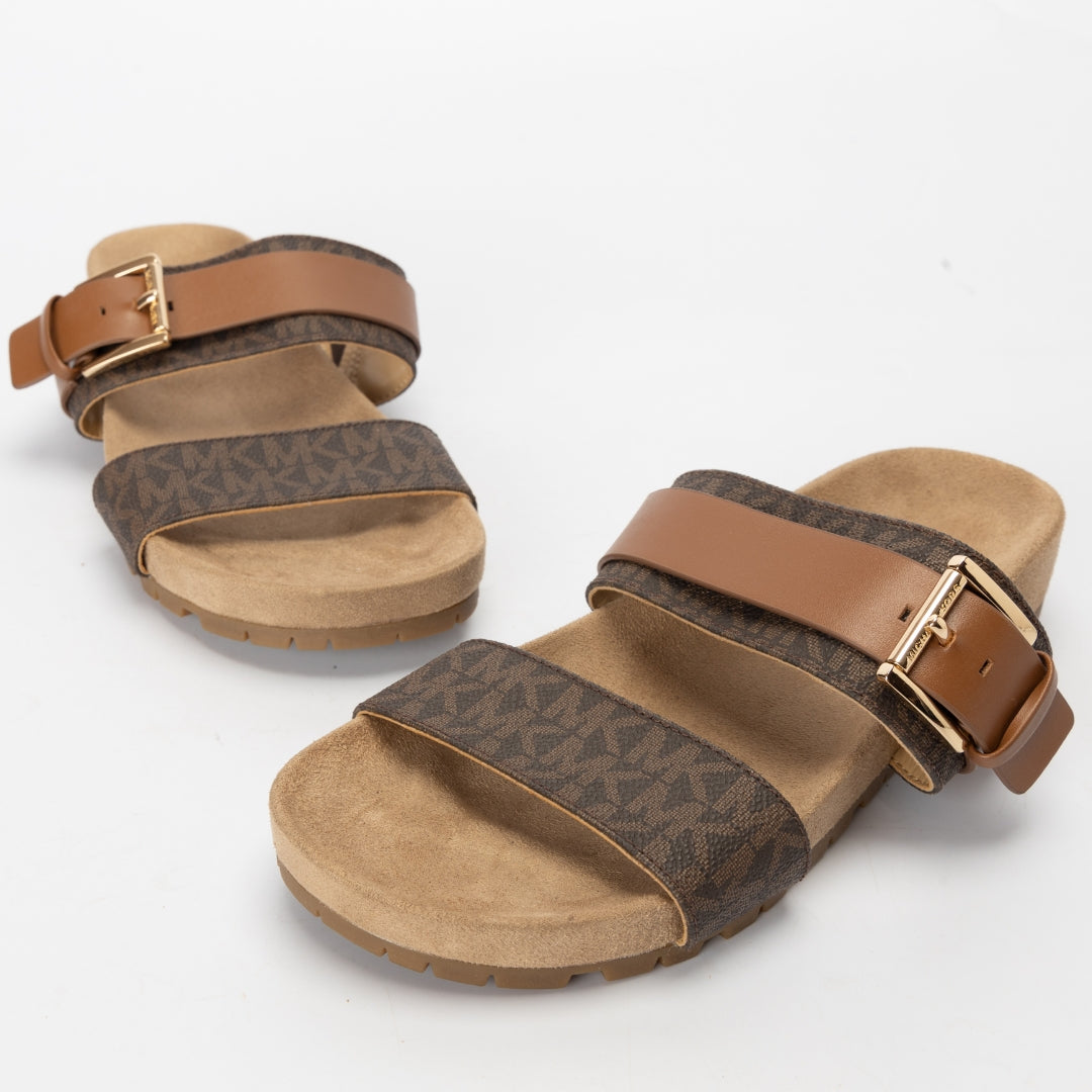 Michael Kors Mylah Logo and Leather Sandals